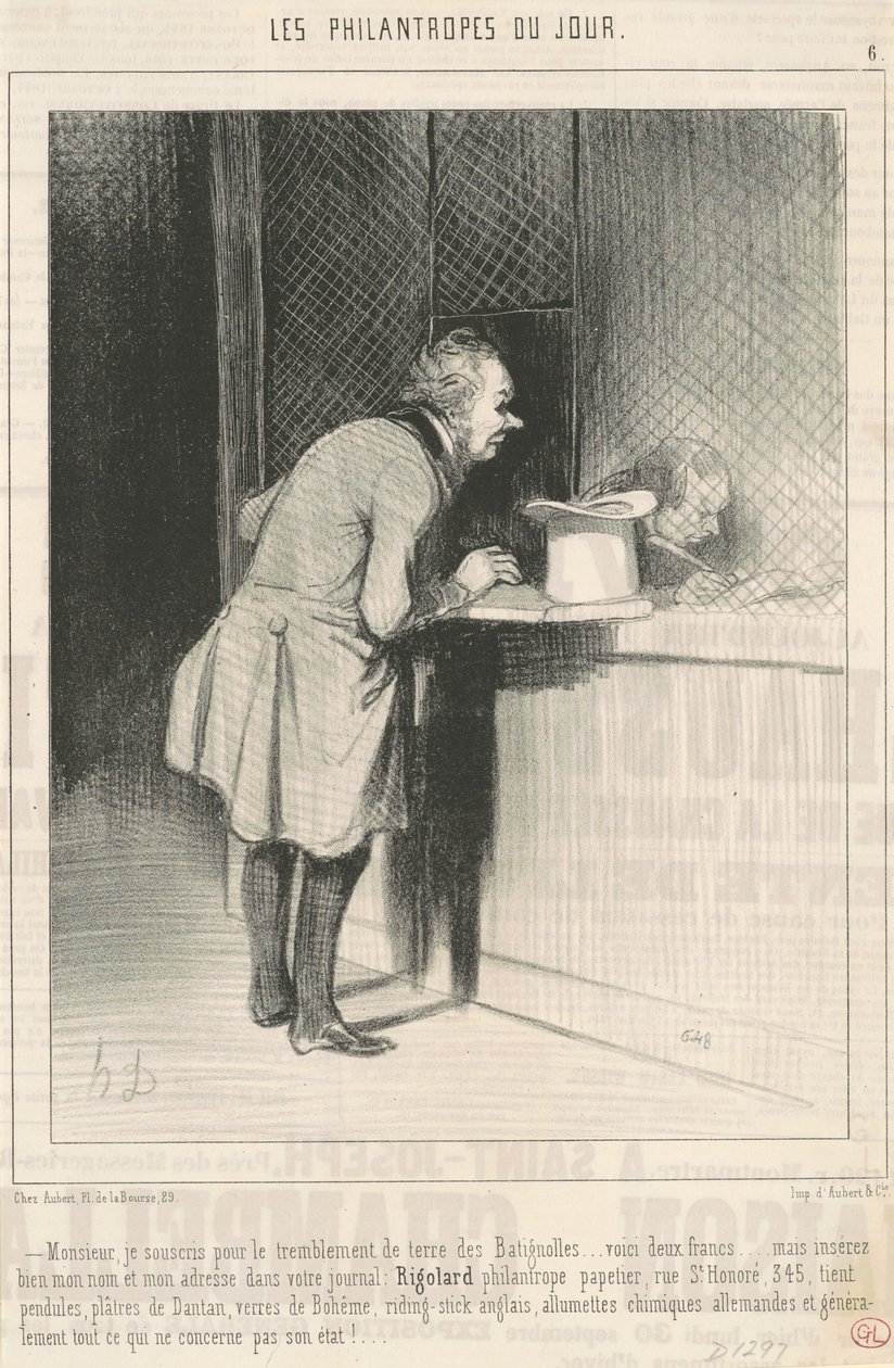 Meneer, ik schrijf me in voor de aardbeving... door Honoré Daumier