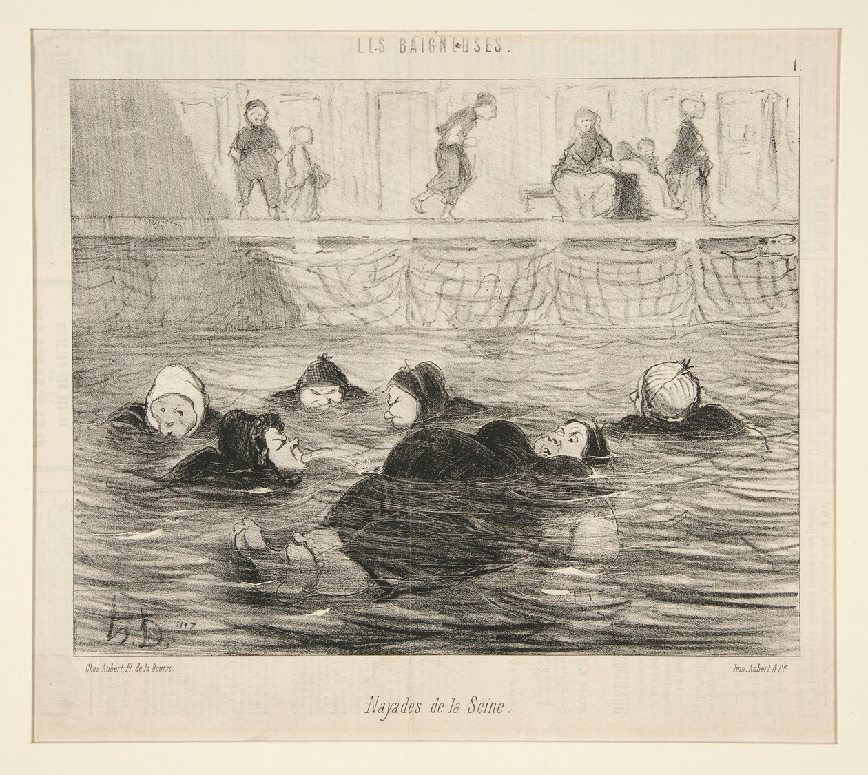 Nayades van de Seine, uit Les Baigneuses door Honoré Daumier