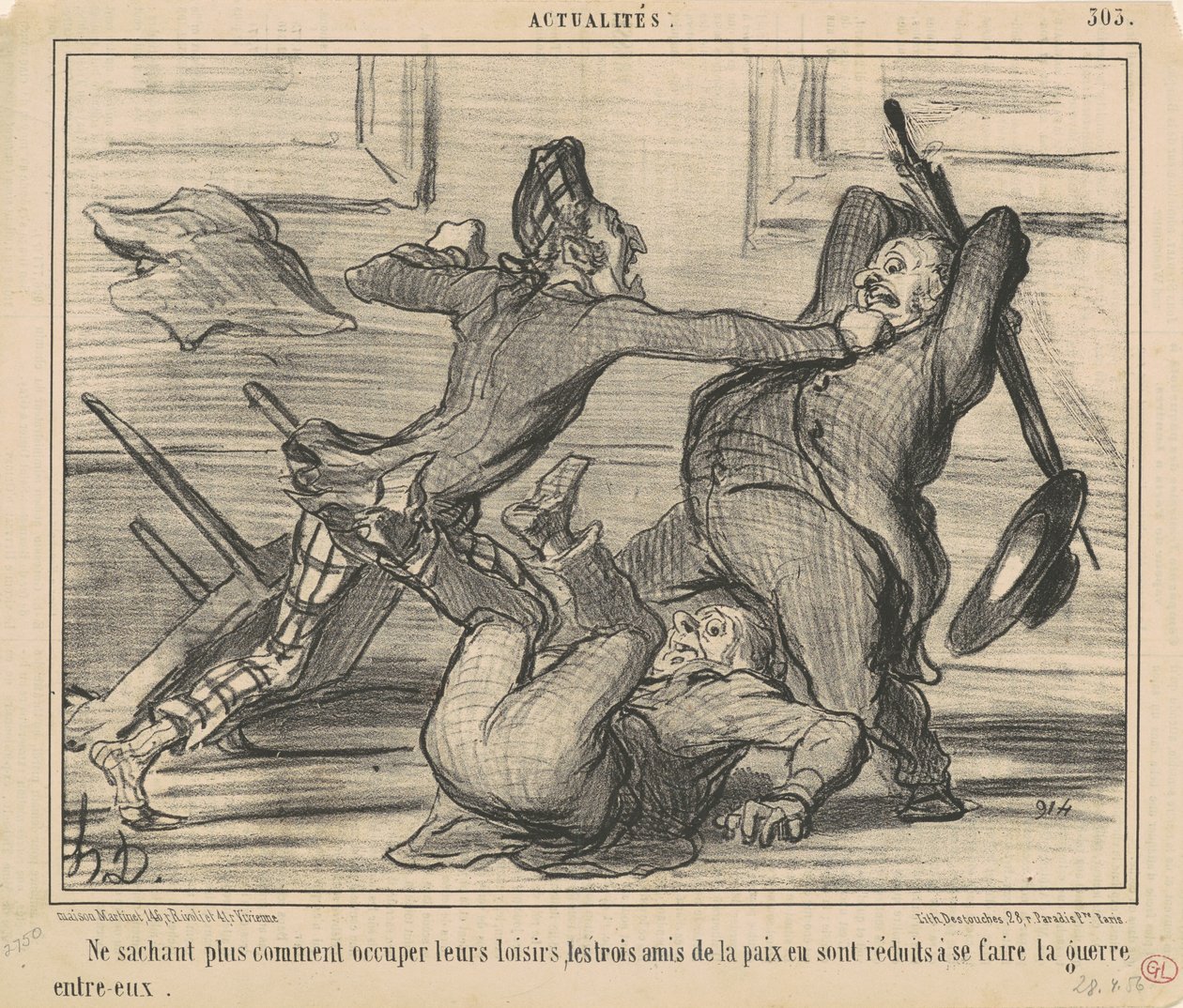 Niet meer wetend hoe hun vrije tijd te gebruiken... door Honoré Daumier