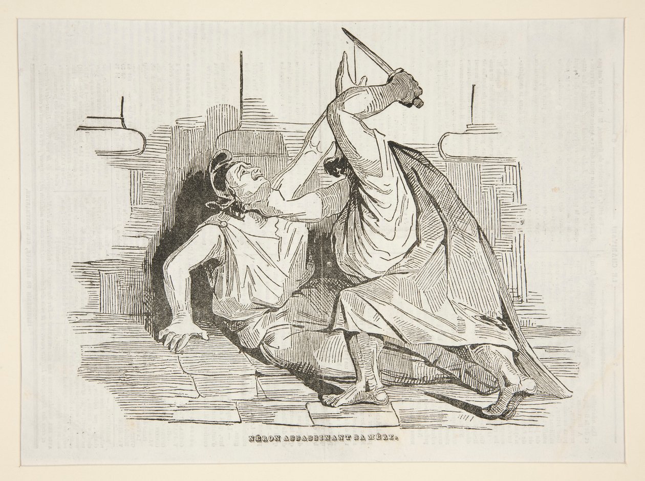 Neron die zijn moeder vermoordt, uit Charivari 9 april 1834 door Honoré Daumier