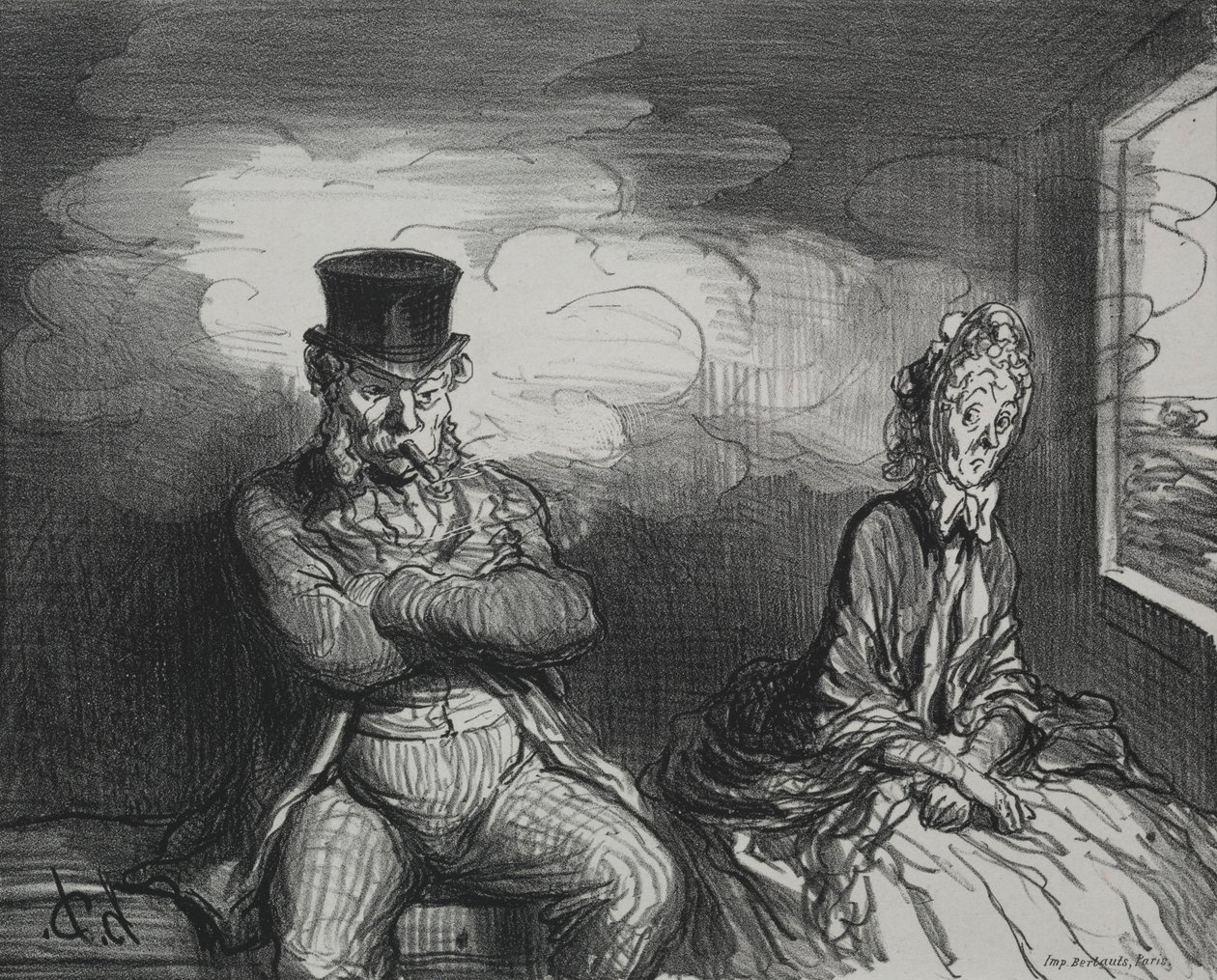 In de Trein: Een Aangename Metgezel, 1862 door Honoré Daumier