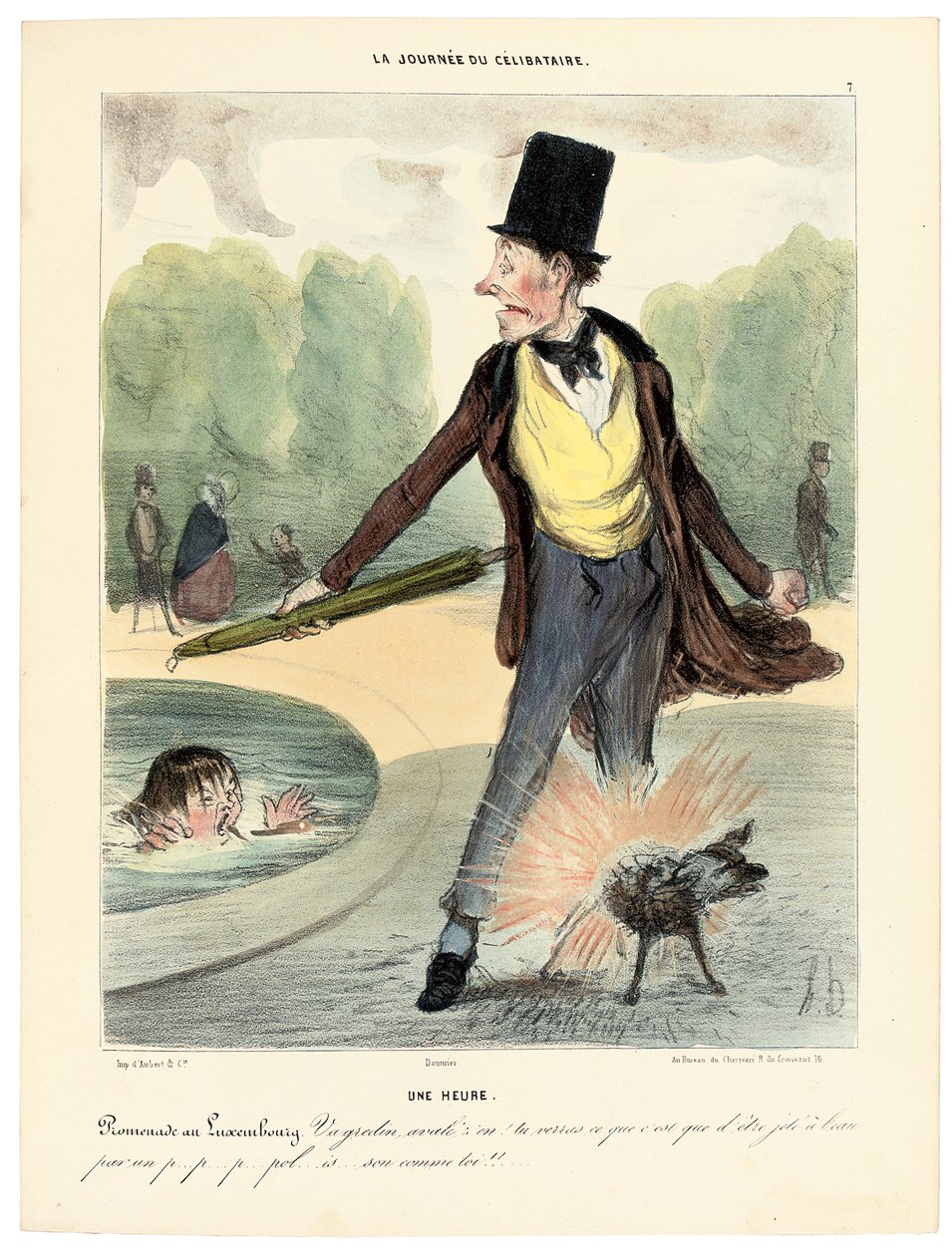 Een uur: Wandelen in de Luxemburgse tuinen, 1839 door Honoré Daumier