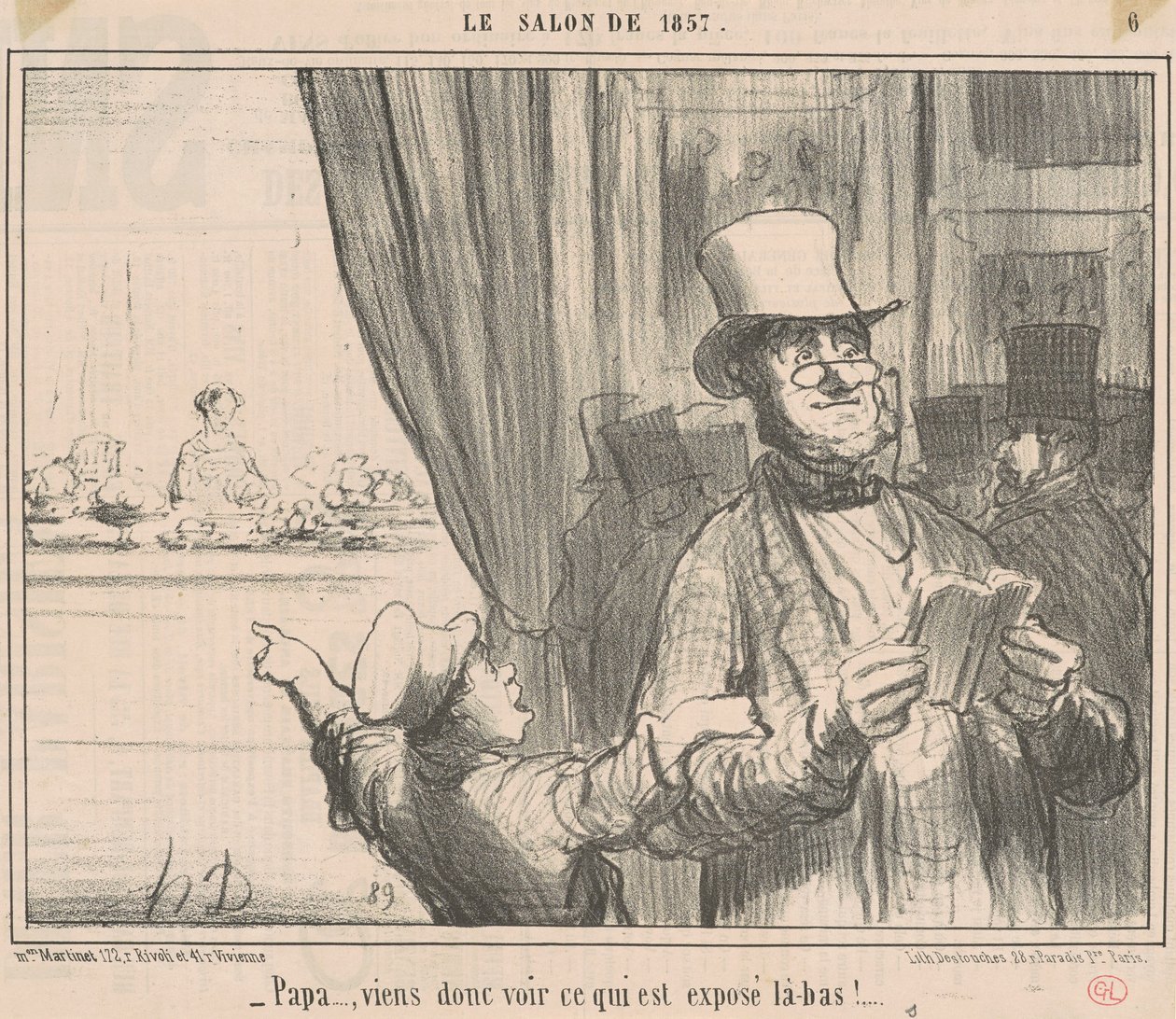 Papa ... kom eens kijken wat er is ... door Honoré Daumier