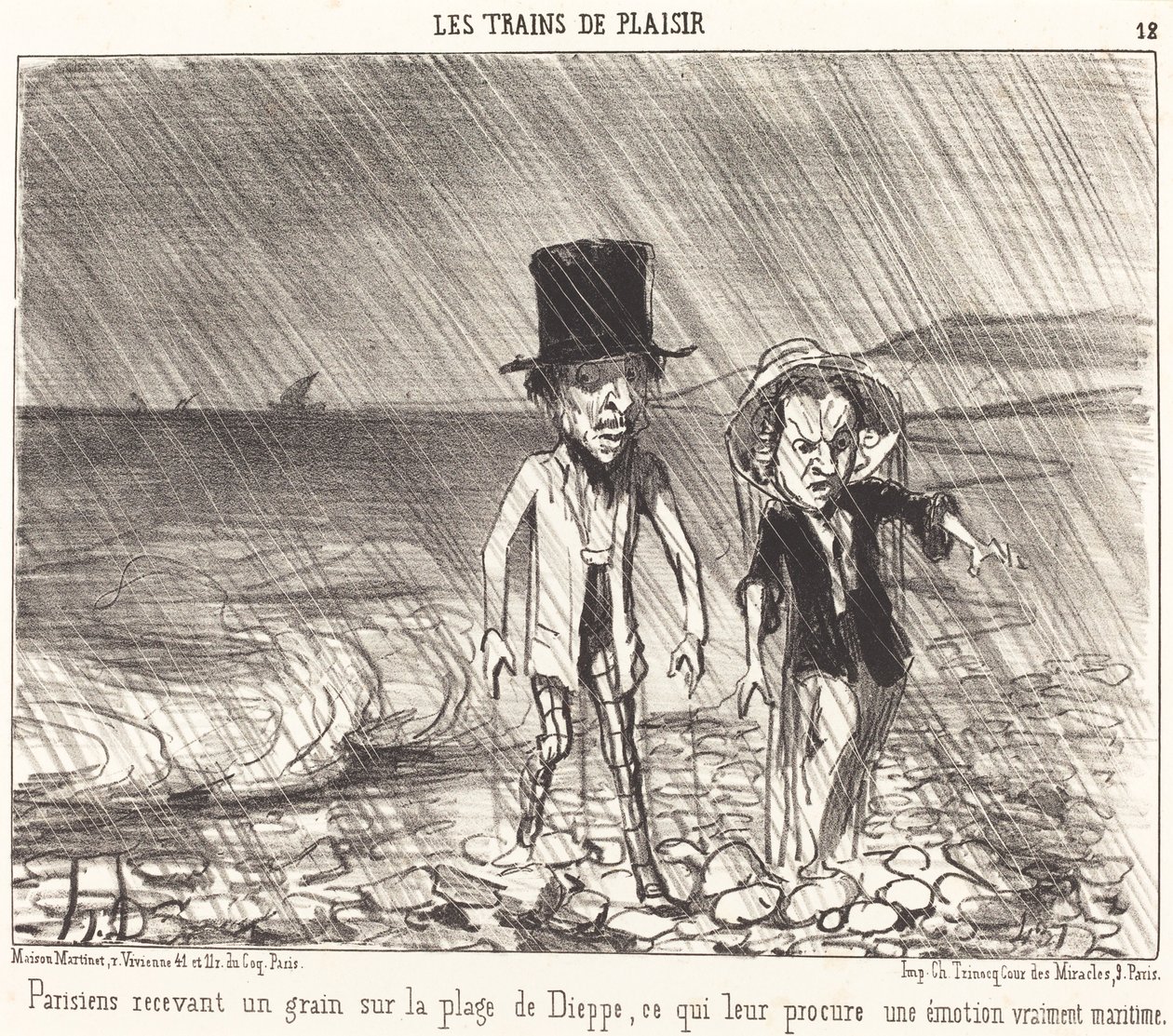 Parijzenaars ontvangen een bui door Honoré Daumier