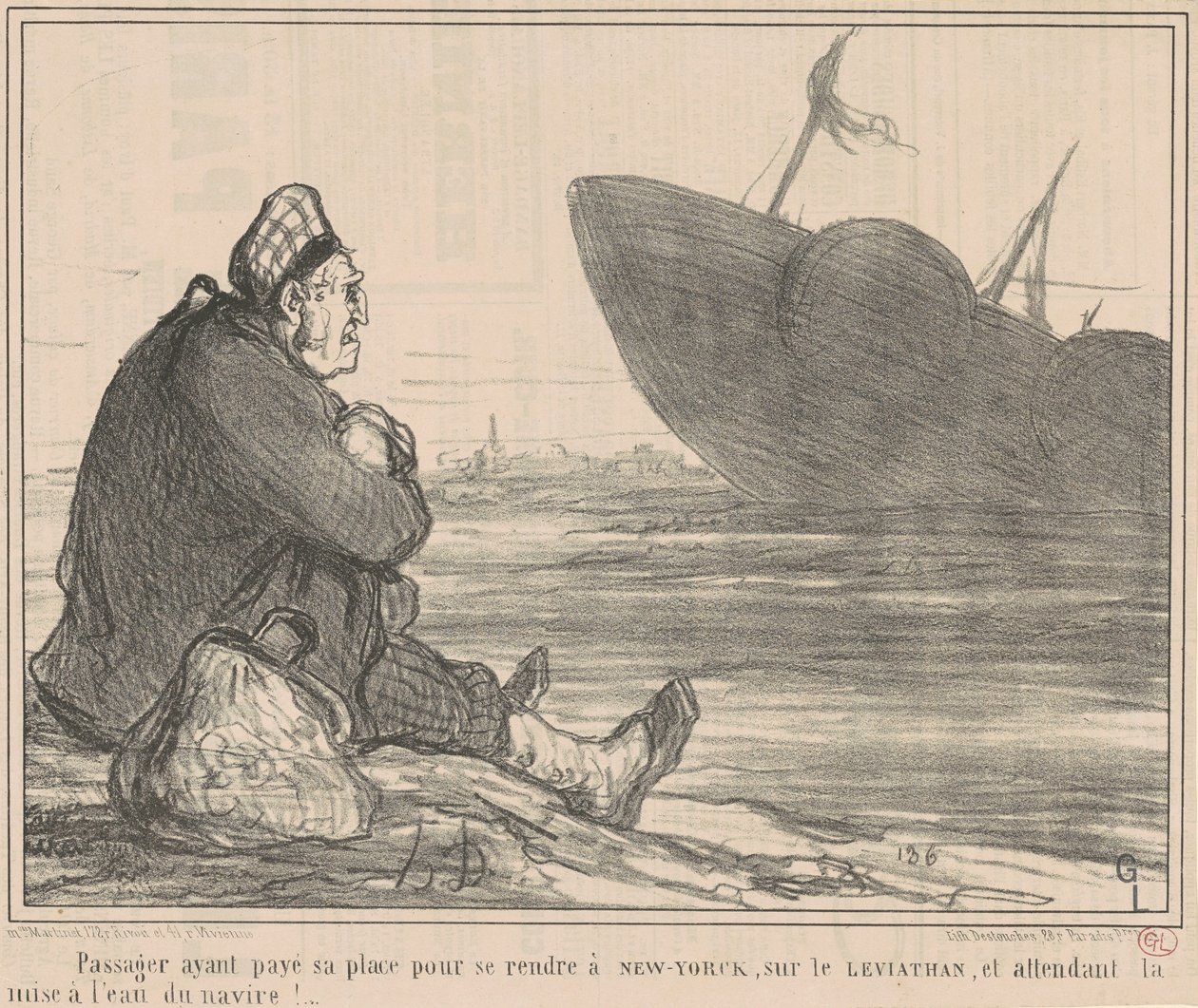 Passagier die heeft betaald... om naar New York te gaan door Honoré Daumier