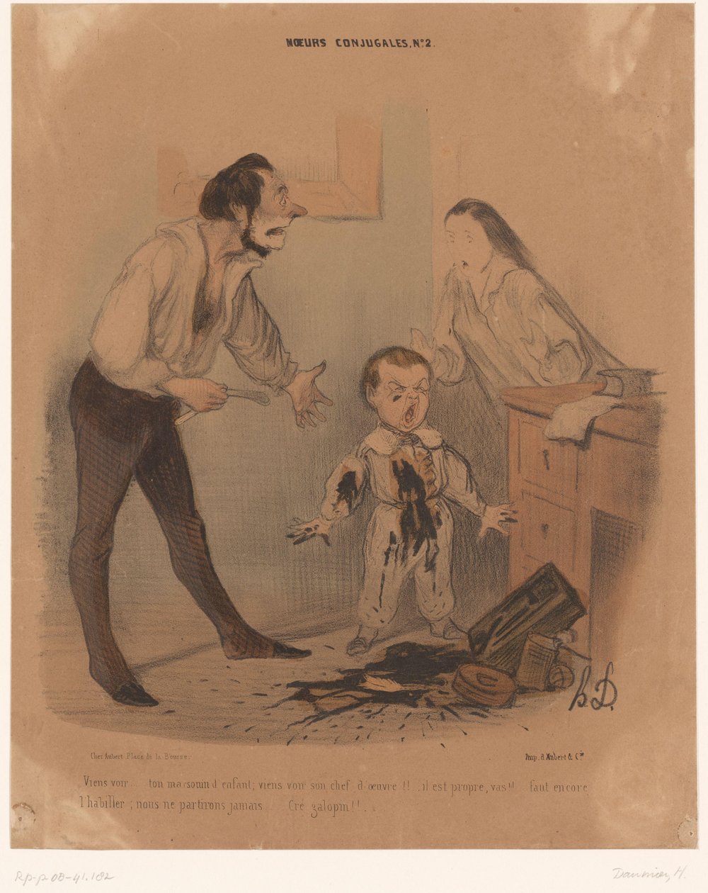 Peuter heeft inktpot over zijn kleren gegooid door Honoré Daumier