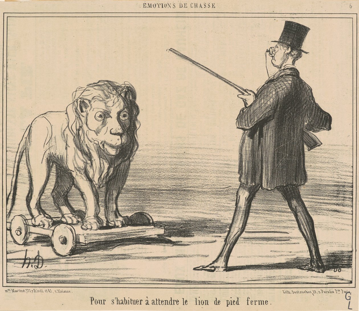 Om te wennen aan het wachten op de leeuw... door Honoré Daumier