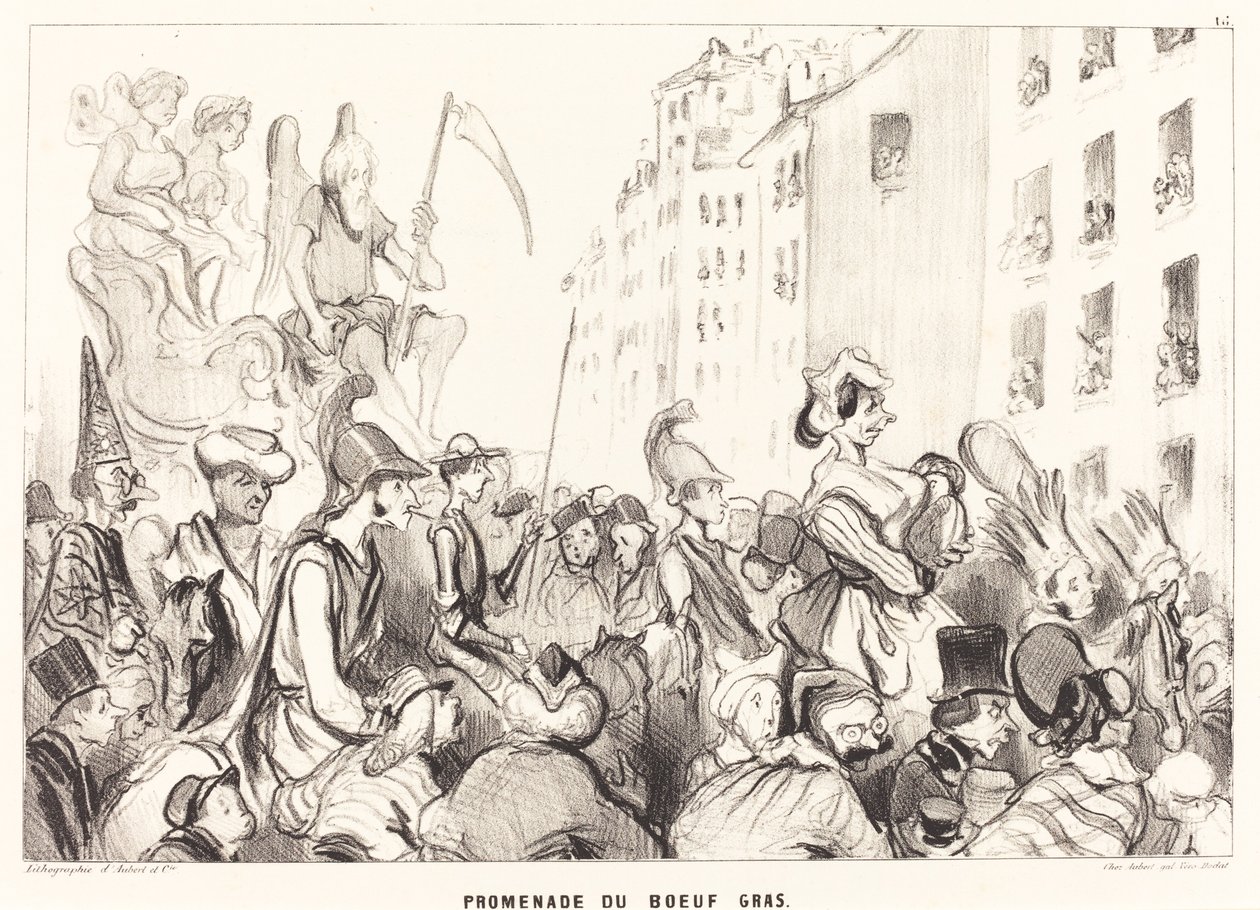 Promenade du Boeuf gras door Honoré Daumier