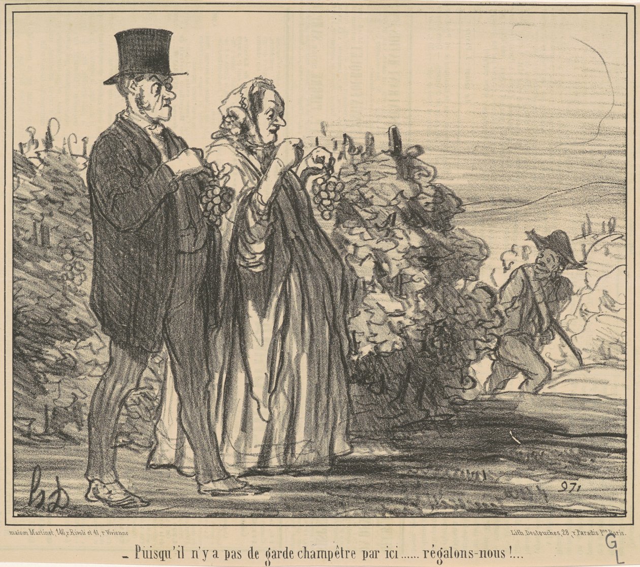 Omdat er geen veldwachter is... door Honoré Daumier
