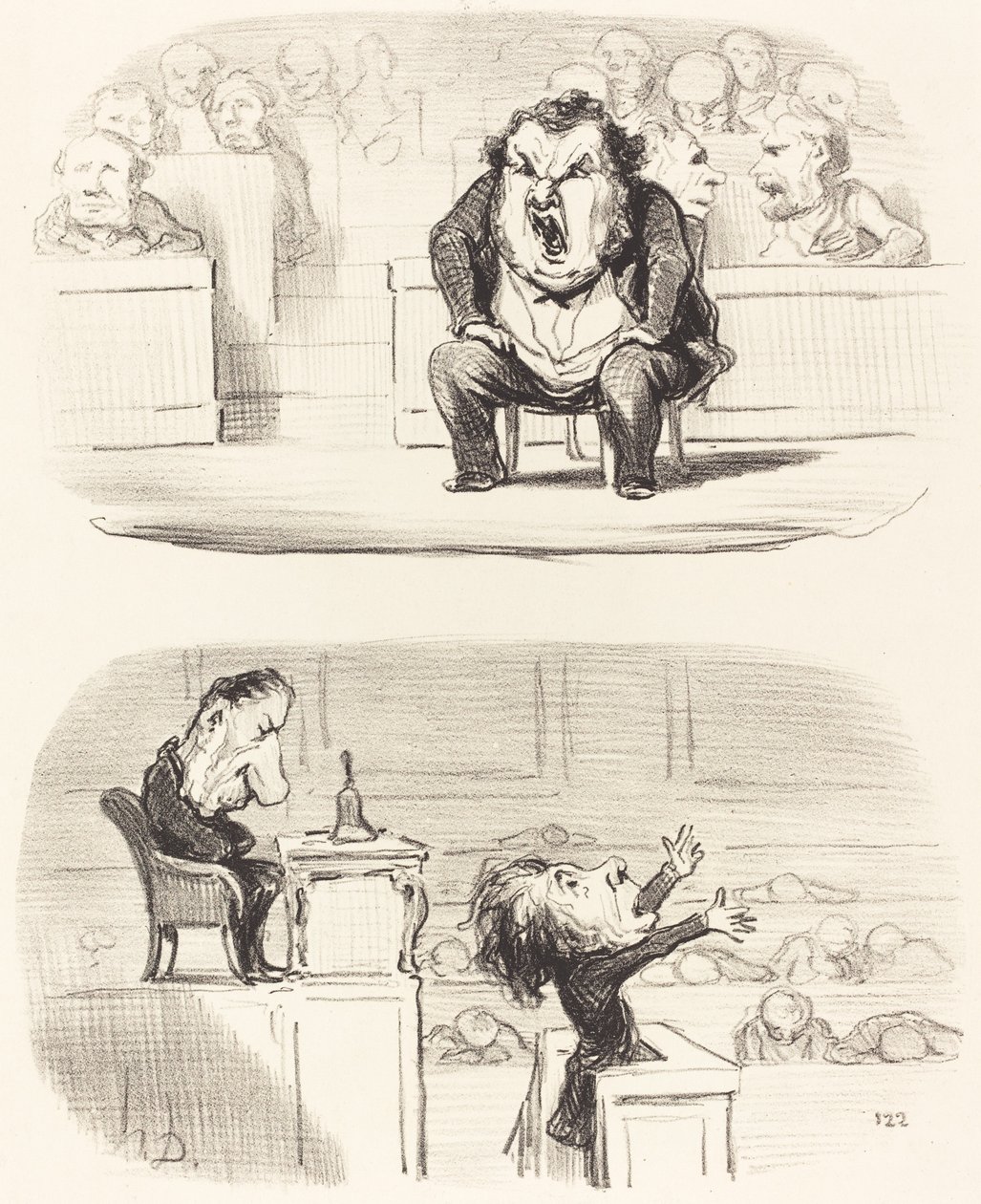 Wanneer een saaie spreker het podium betreedt door Honoré Daumier