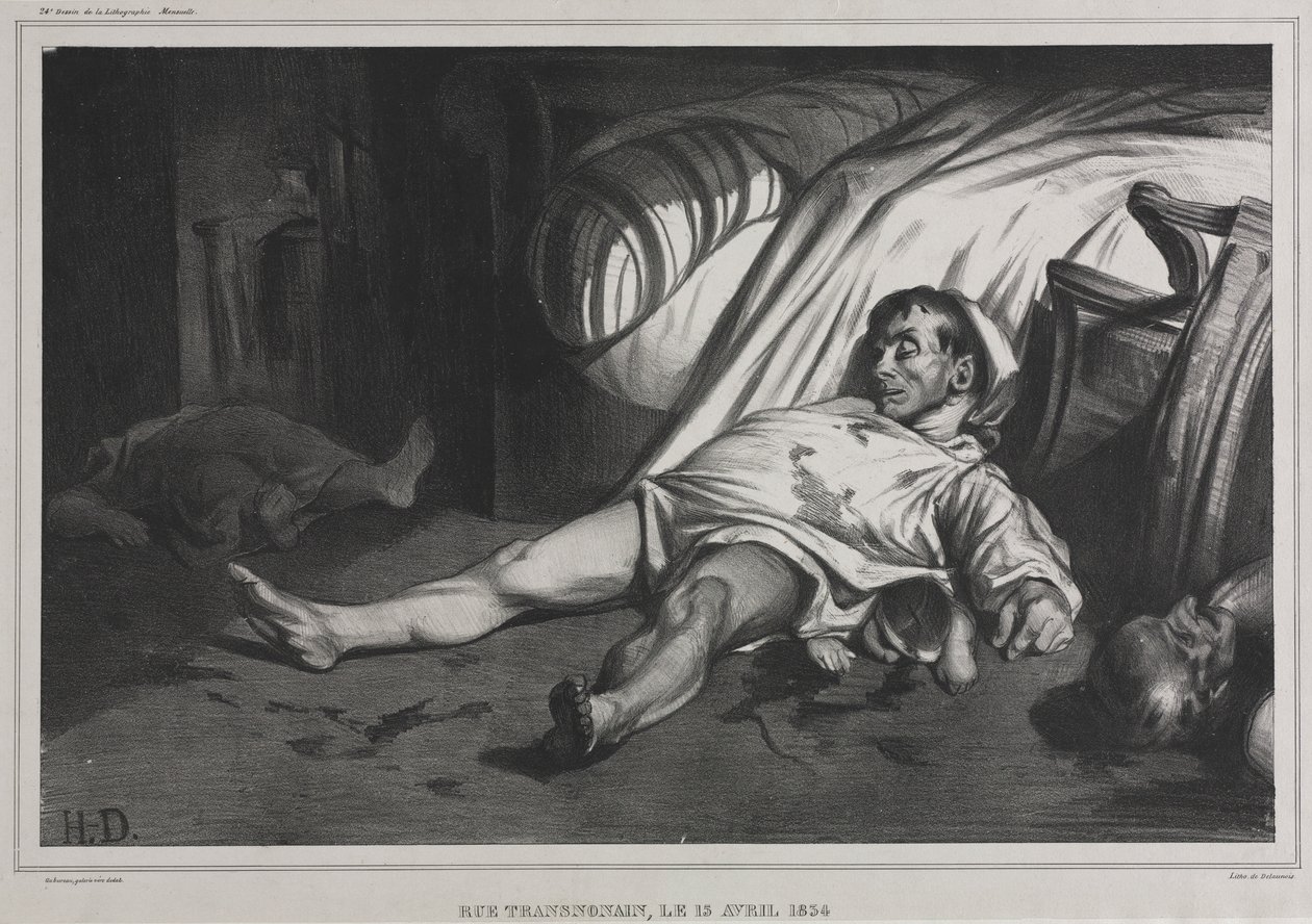 Rue Transnonain, 15 april 1834, 1834 door Honoré Daumier