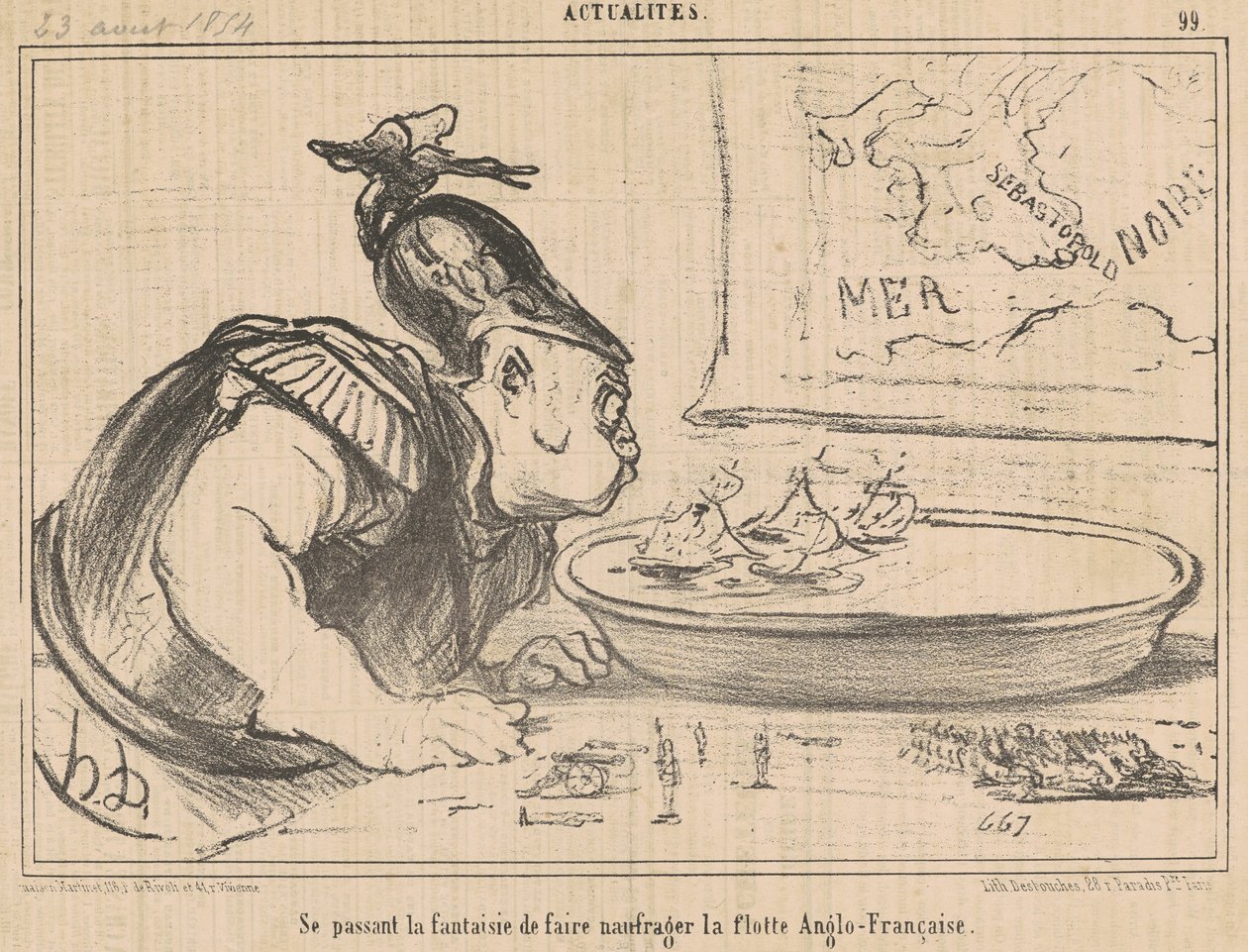 Se passant la fantaisie de faire naufrager ... door Honoré Daumier