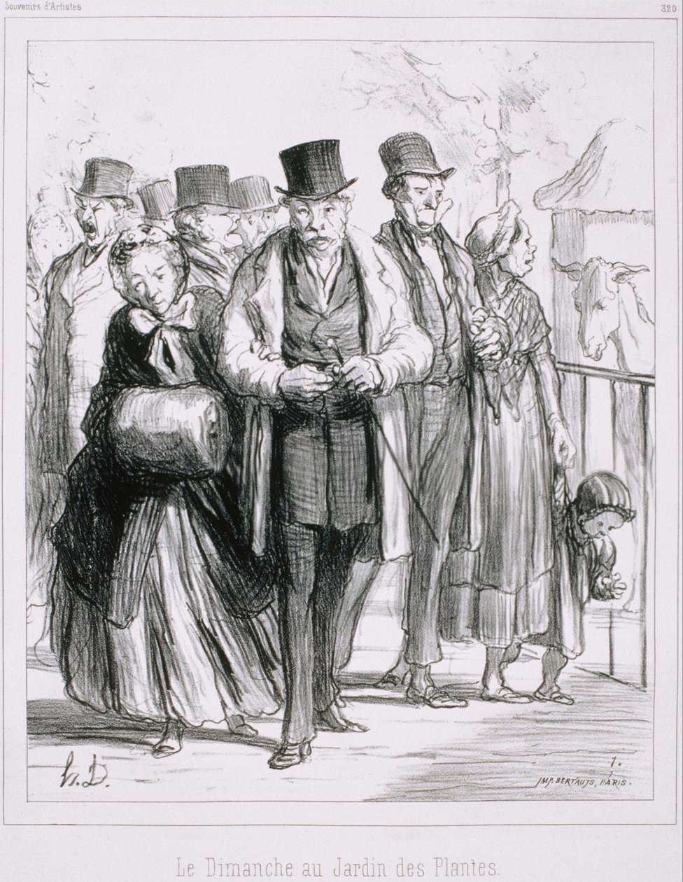 Herinnering aan Kunstenaars - Zondag in de Jardin des Plantes door Honoré Daumier