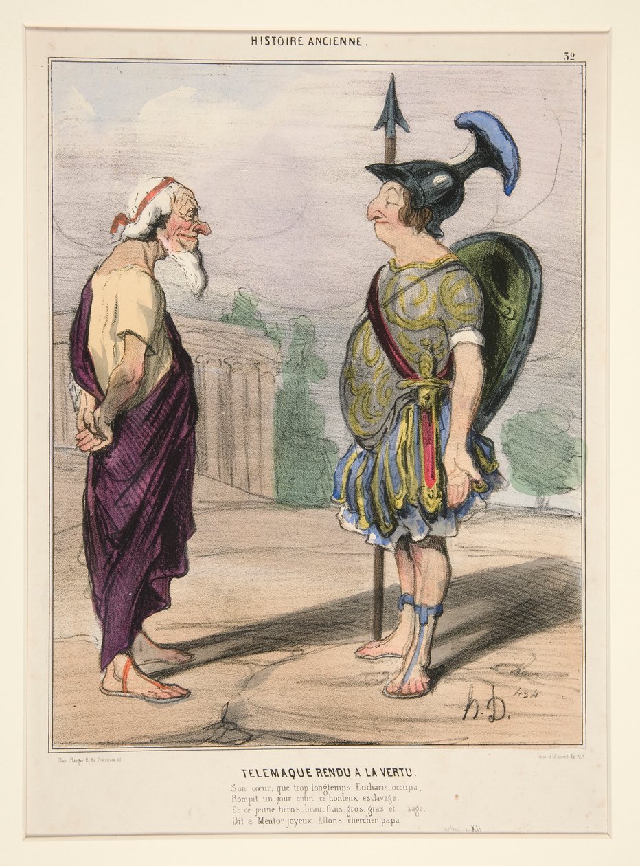 Telemaque teruggebracht naar de deugd. Zijn hart, dat te lang door Eucharis werd bezet door Honoré Daumier