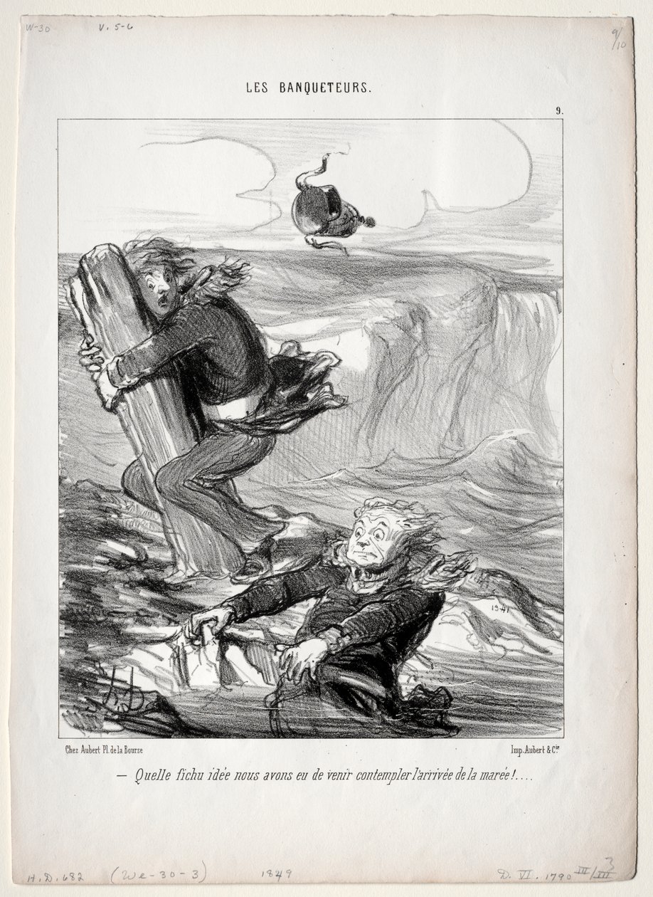 De Feestvierders, plaat 9: Wat een zielig idee hebben we... door Honoré Daumier