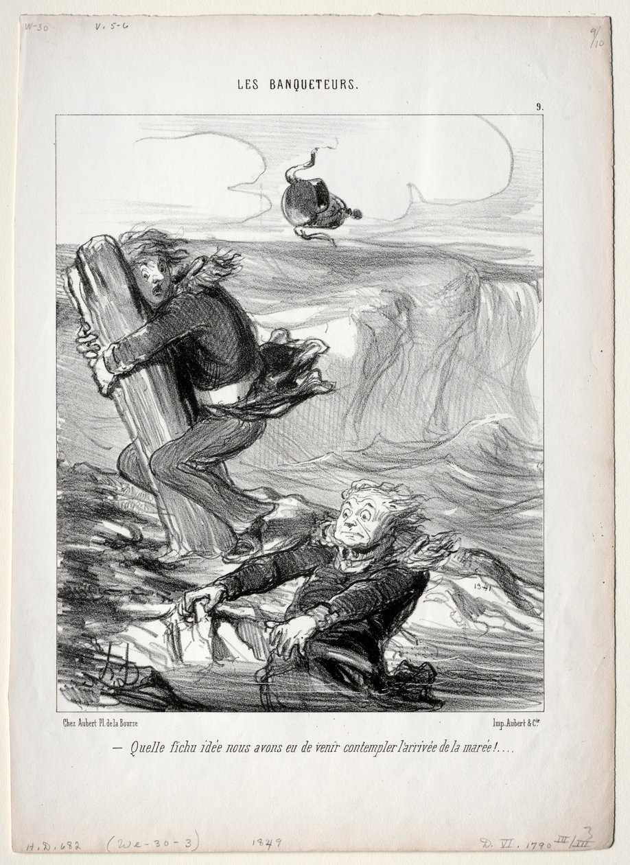 De banketters, plaat 9: Wat een zielig idee hebben we..., 1849 door Honoré Daumier