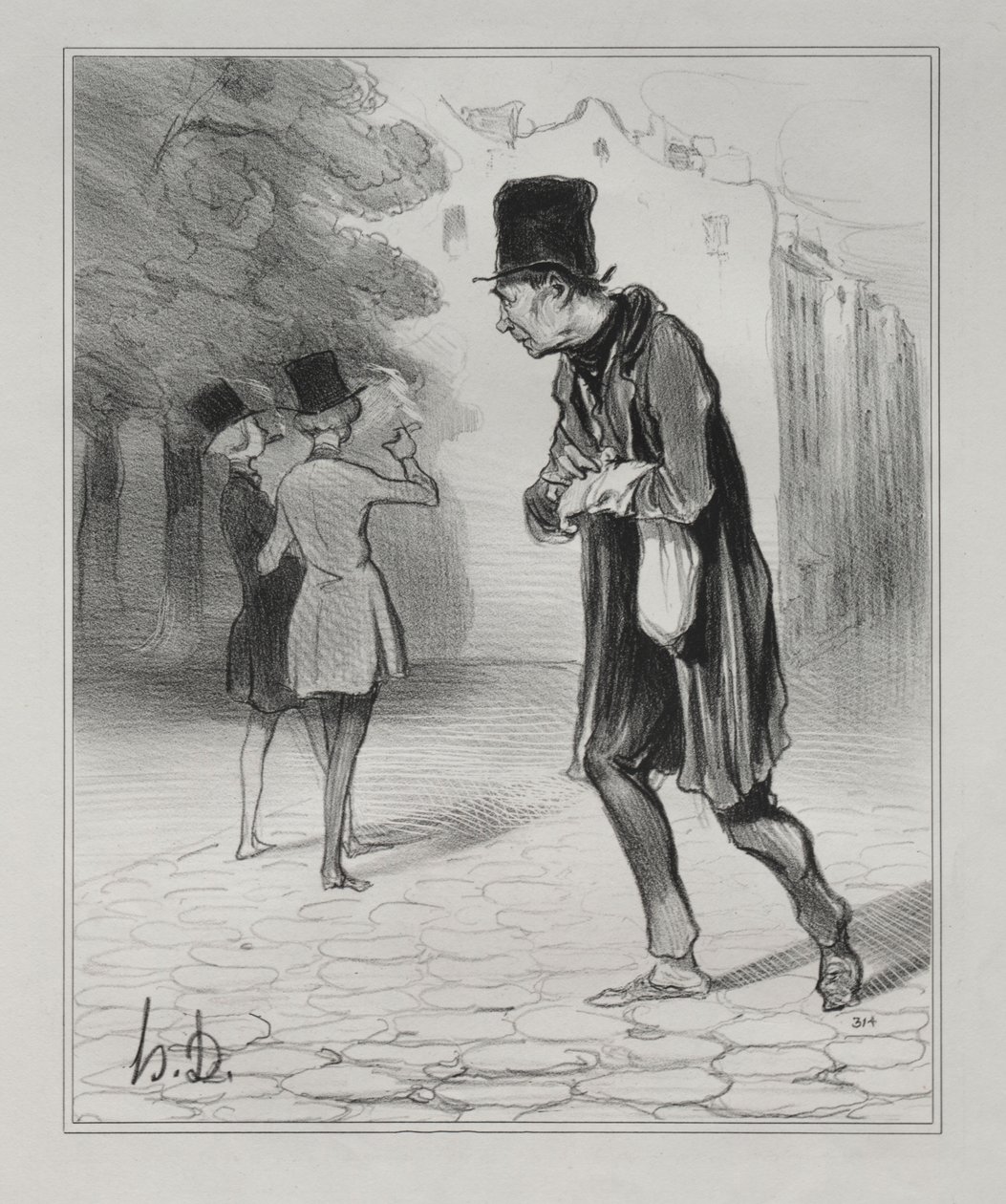 De Bohemiens van Parijs, plaat 4: De verzamelaar van sigarenpeuken, 5 december 1841 door Honoré Daumier