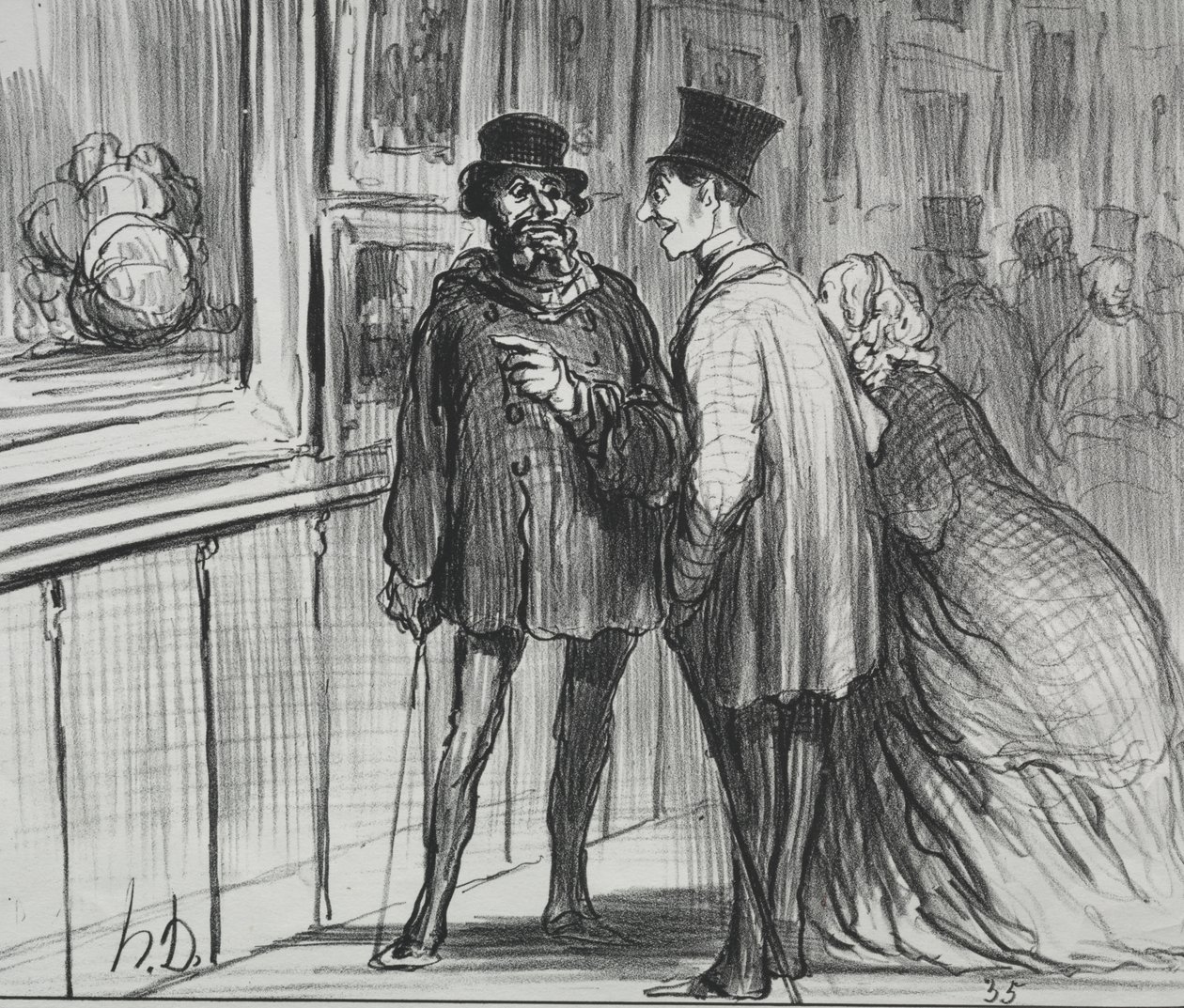 De Tentoonstelling van 1859 (plaat 8): De schilder wiens schilderij werd geweigerd... door Honoré Daumier