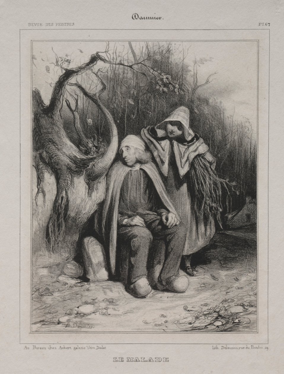 De Zieke, 1835 door Honoré Daumier