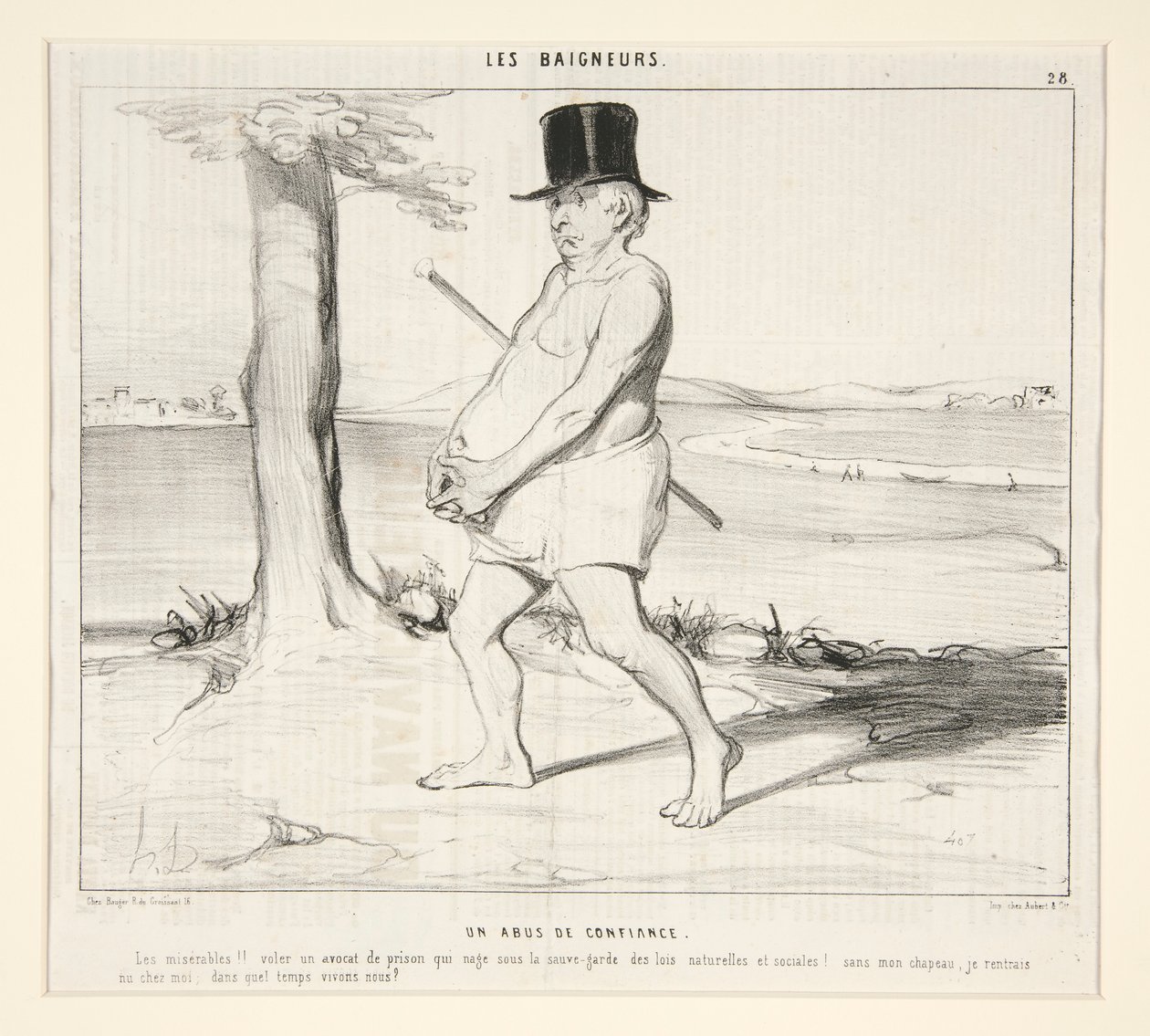 Een misbruik van vertrouwen. De ellendigen!! een advocaat uit de gevangenis stelen die zwemt onder de bescherming van de natuurlijke en sociale wetten! door Honoré Daumier