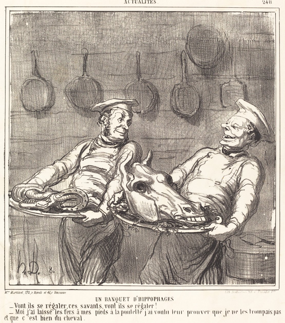 Een banket van hippophagen door Honoré Daumier