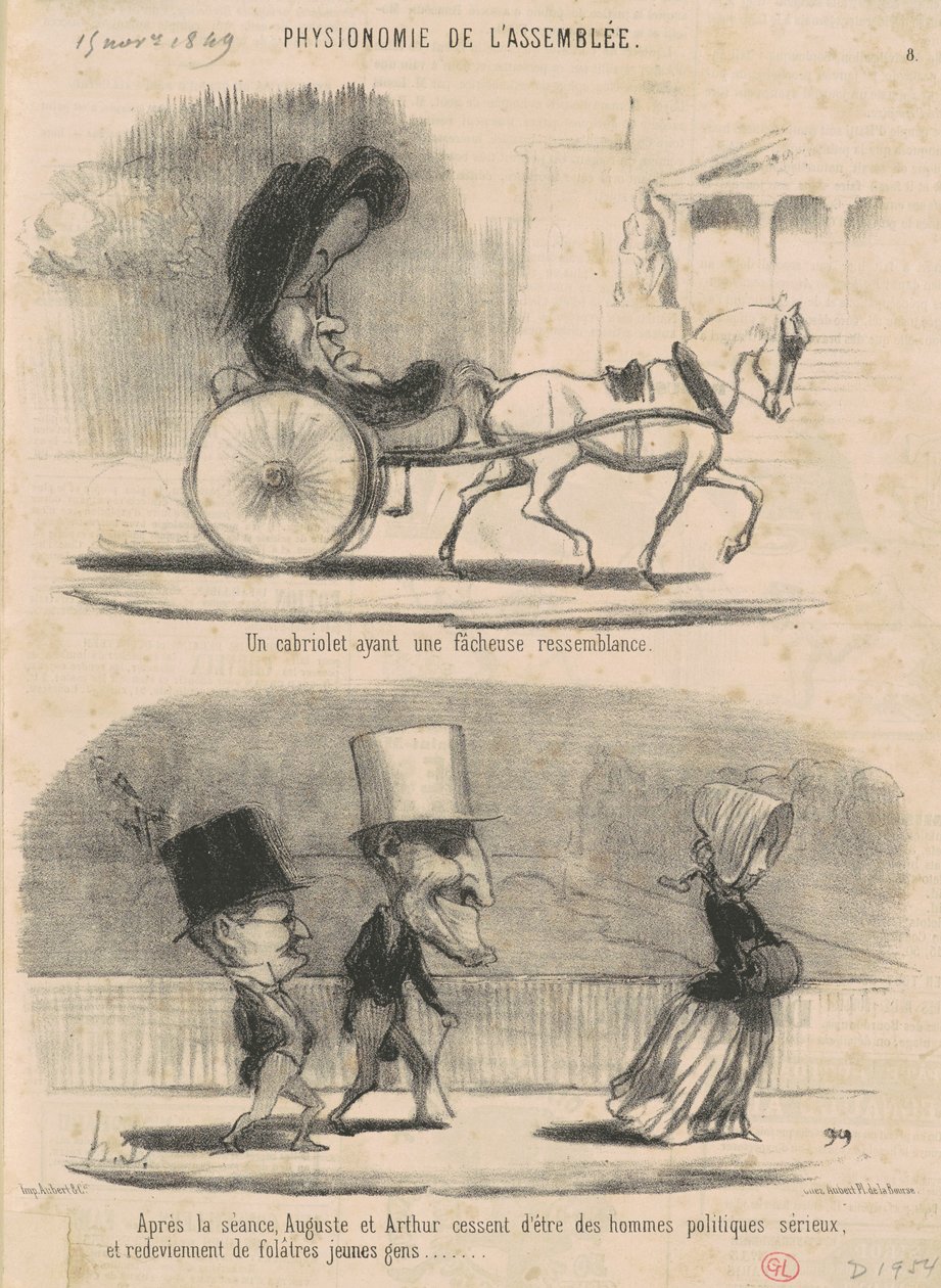 Een cabriolet met een ongelukkige gelijkenis... door Honoré Daumier
