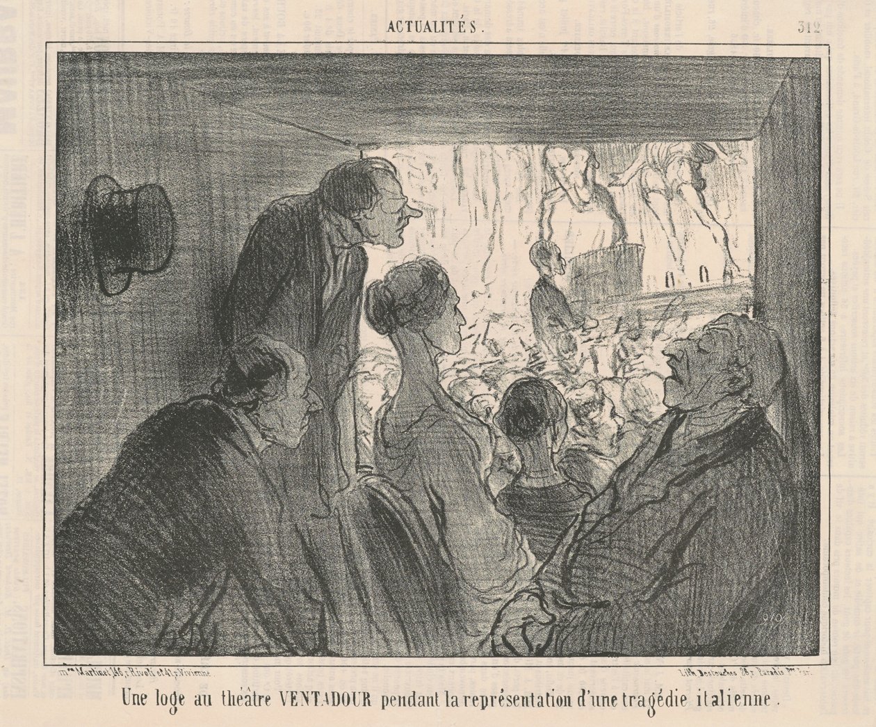Een loge in het theater Ventadour door Honoré Daumier