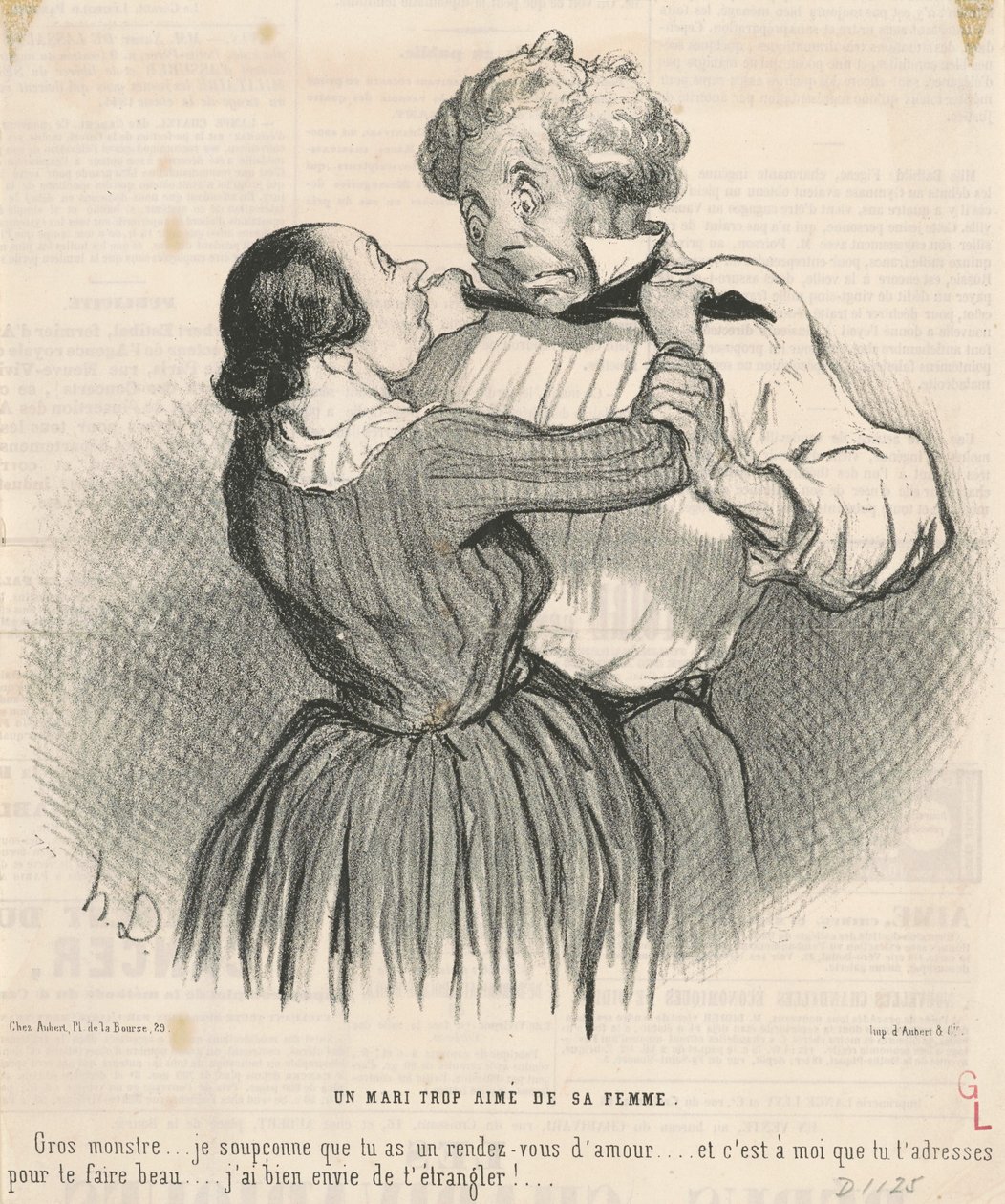 Een Man te Veel Geliefd door Zijn Vrouw door Honoré Daumier