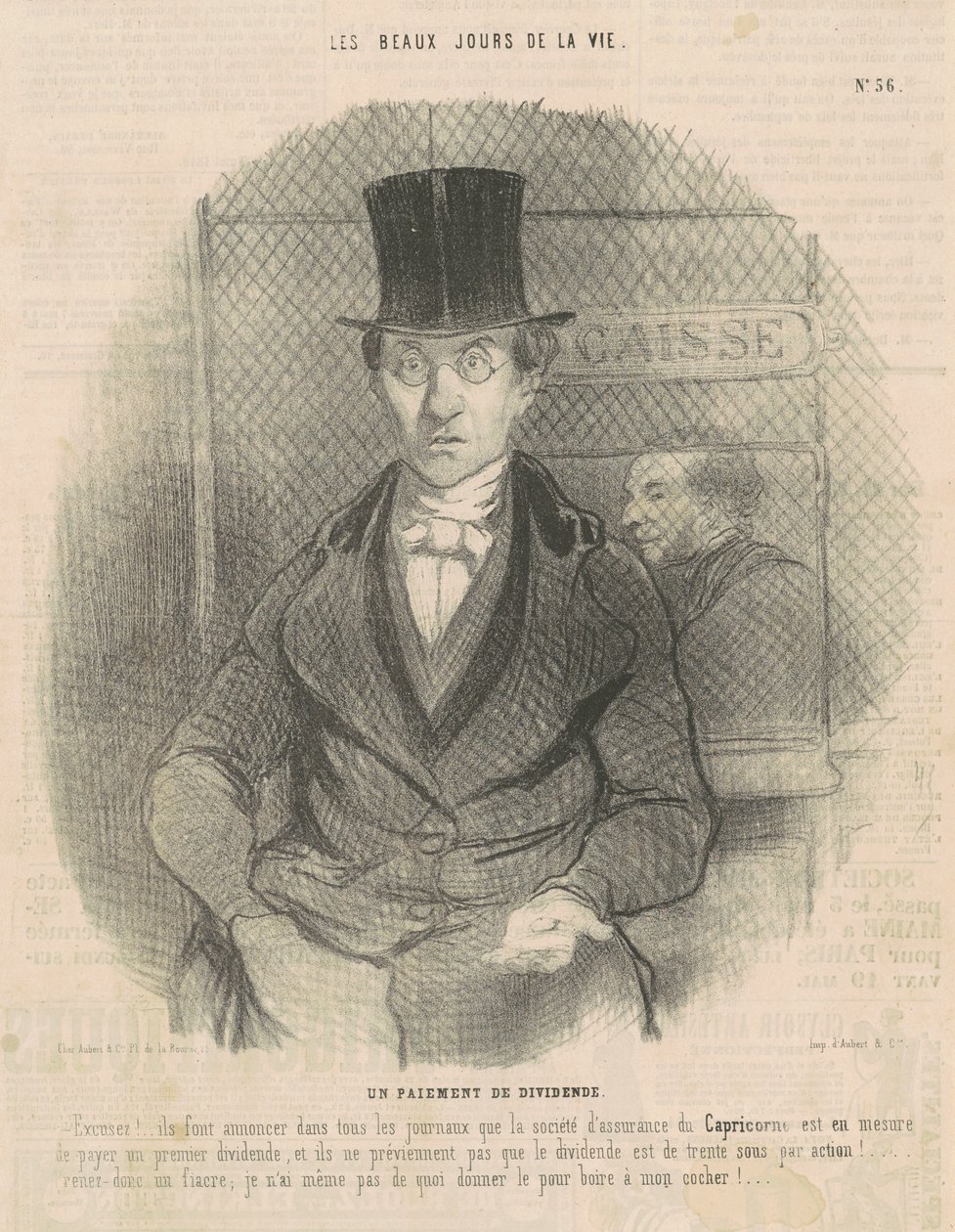 Een dividendbetaling door Honoré Daumier