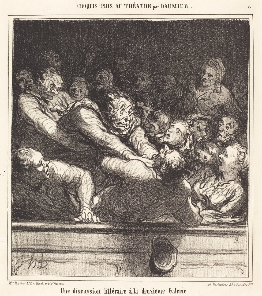 Een literaire discussie in de tweede galerij door Honoré Daumier