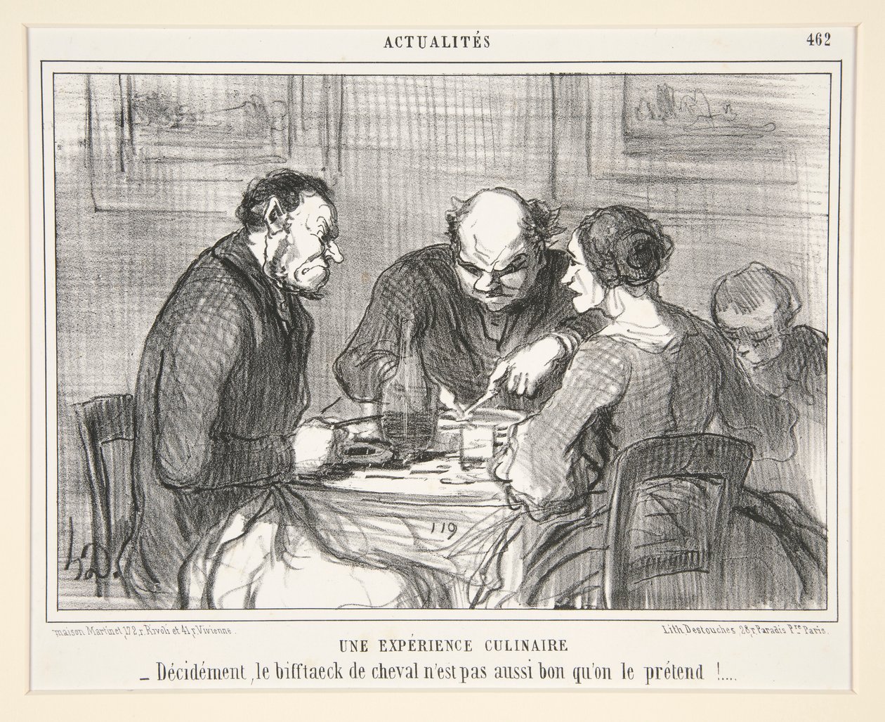 Een culinaire ervaring: Beslist, de paardenbiefstuk niet door Honoré Daumier