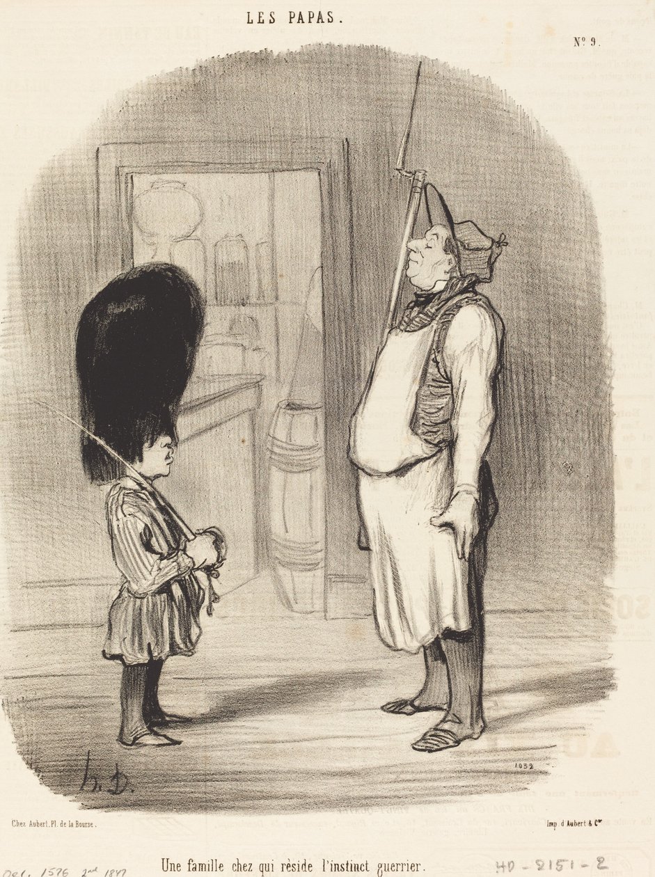 Een Familie bij wie het Oorlogsinstinct Huist door Honoré Daumier