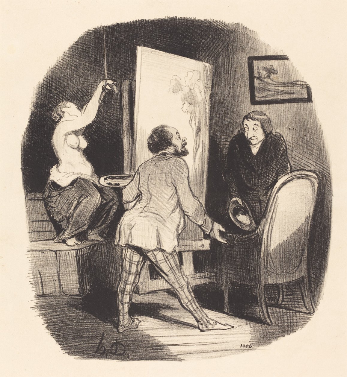 Een Moeilijke Positie door Honoré Daumier