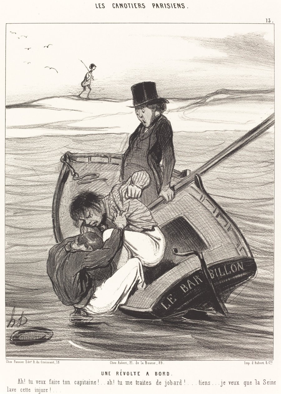 Een opstand aan boord door Honoré Daumier