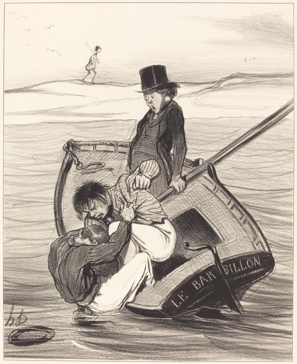 Een opstand aan boord door Honoré Daumier