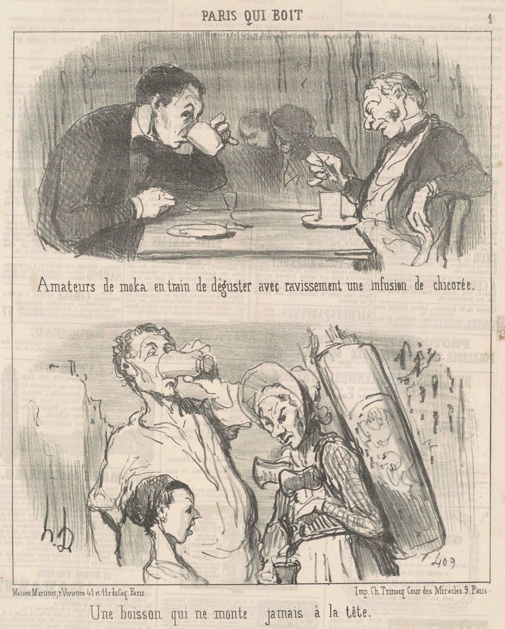 Een drank die nooit naar het hoofd stijgt door Honoré Daumier