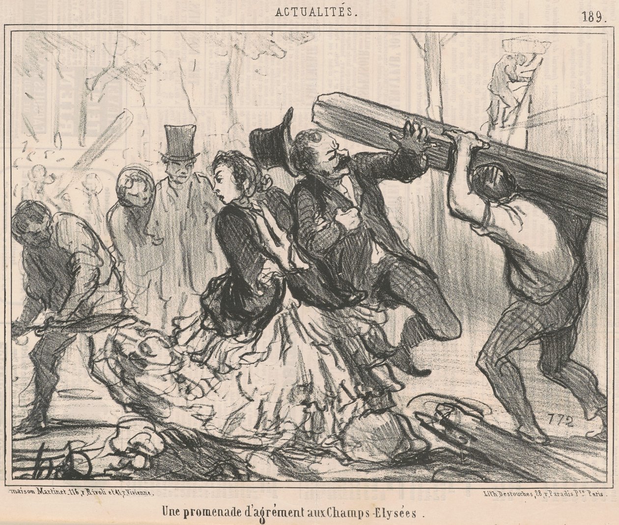 Een plezierwandeling op de Champs-Elysées door Honoré Daumier