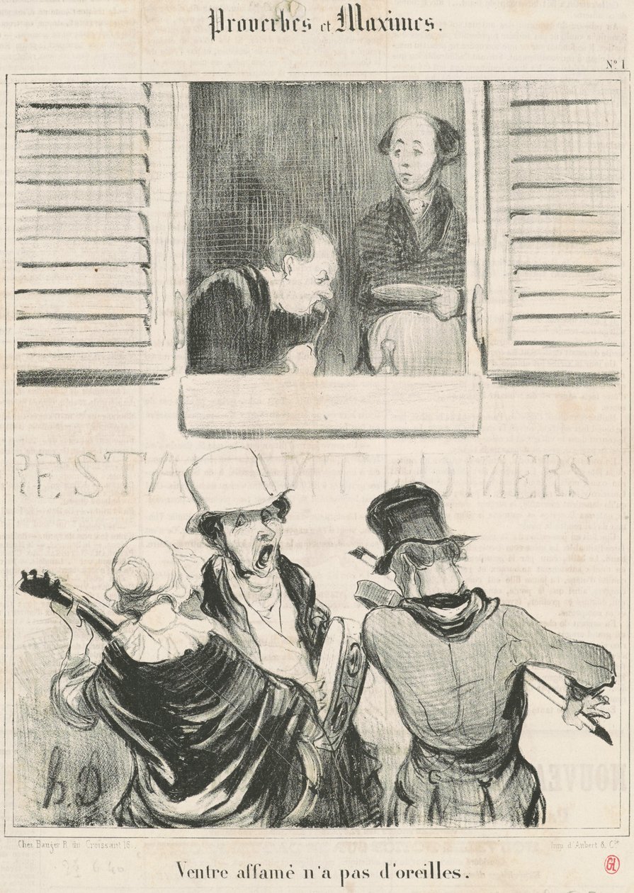 Hongerige maag heeft geen oren door Honoré Daumier
