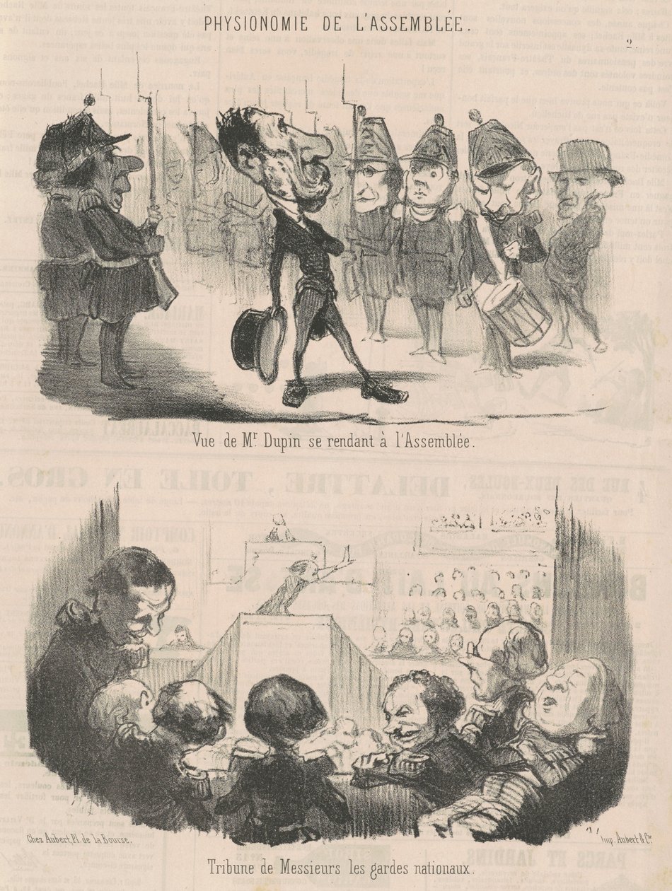 Uitzicht op M. Dupin die naar de vergadering gaat door Honoré Daumier