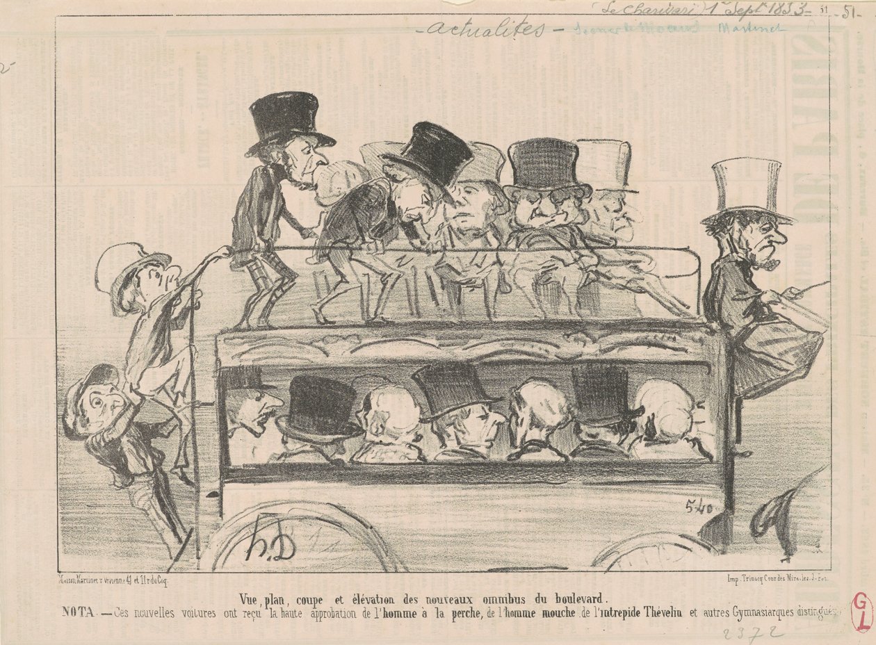 Uitzicht... en hoogte van... omnibus van de boulevard... door Honoré Daumier