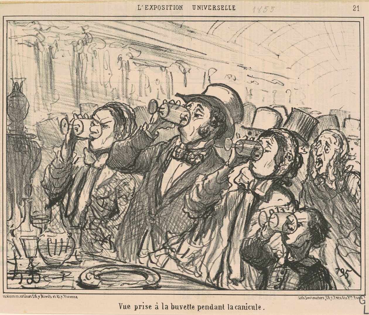 Gezicht genomen bij de drinkplaats tijdens de hittegolf door Honoré Daumier