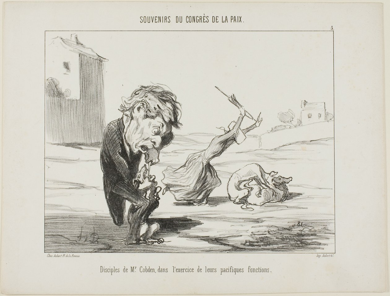 Volgelingen van Mr. Cobden die hun vreedzame functies uitoefenen, plaat 5 van Souvenirs Du Congres De La Paix door Honoré Victorin Daumier