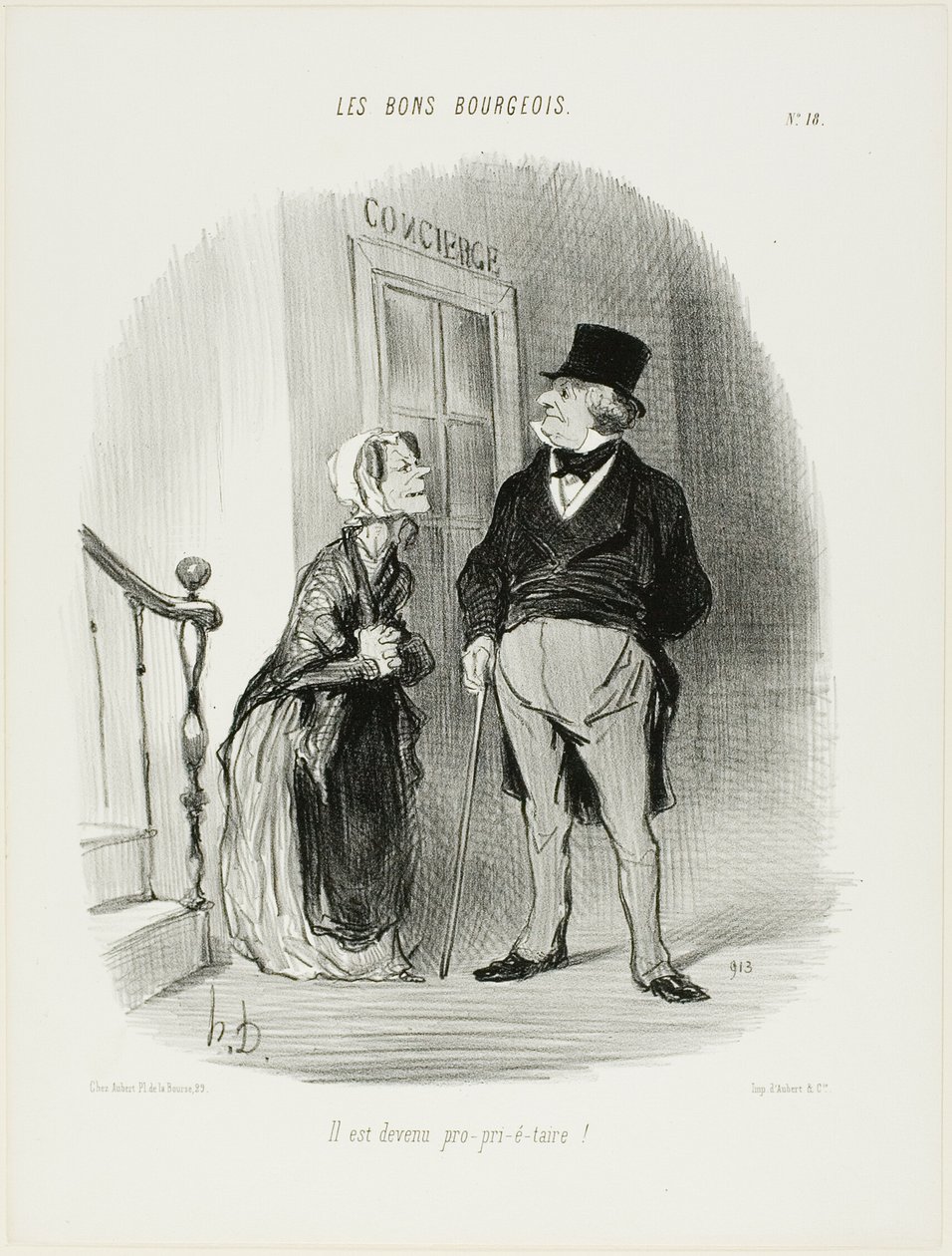 "Hij is een Laaaand-Looooord geworden!", plaat 18 uit Les Bons Bourgeois door Honoré Victorin Daumier