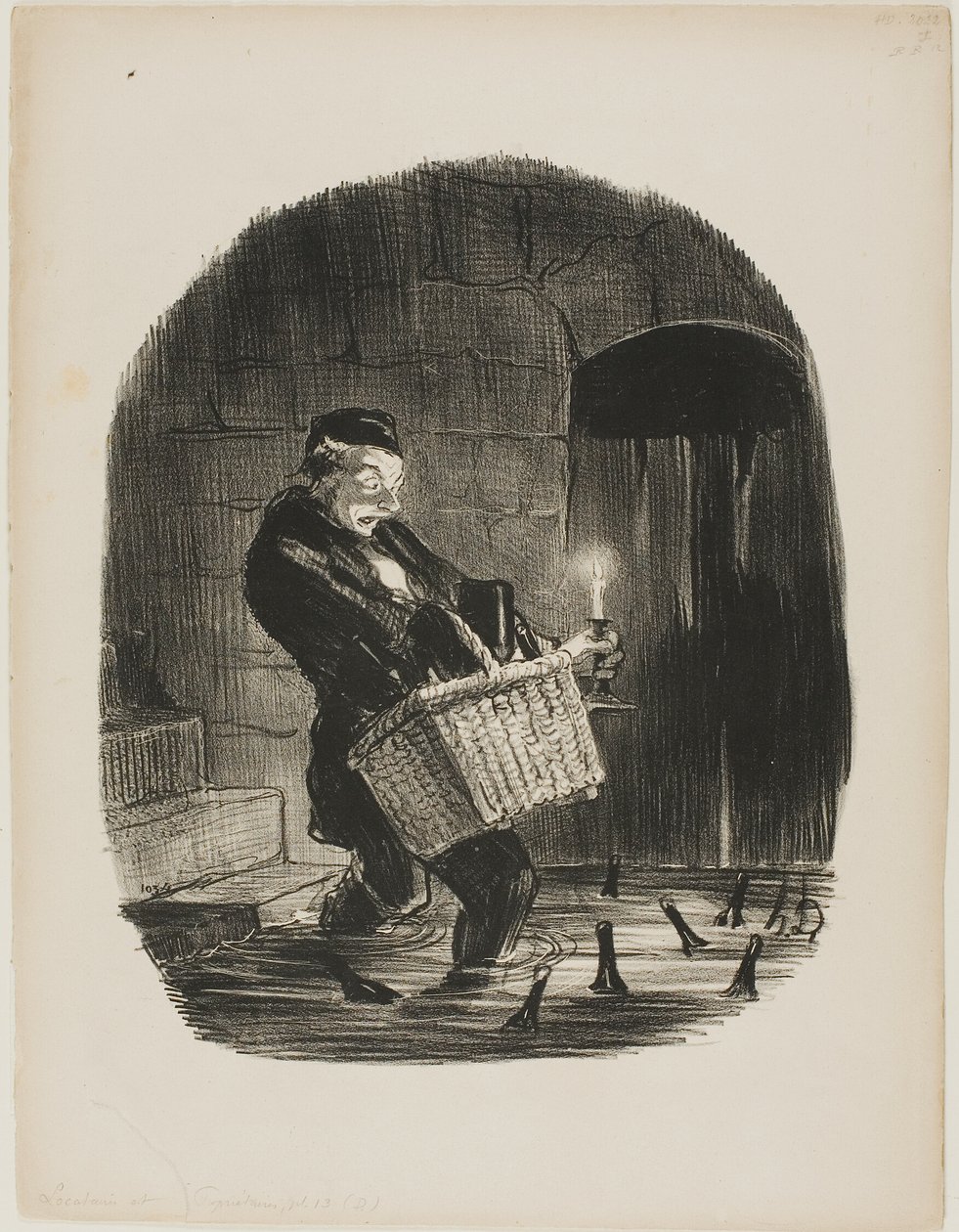 Het is onhandig om een appartement dicht bij de rivier te huren, plaat 13 van Locataires et Propriétaires door Honoré Victorin Daumier