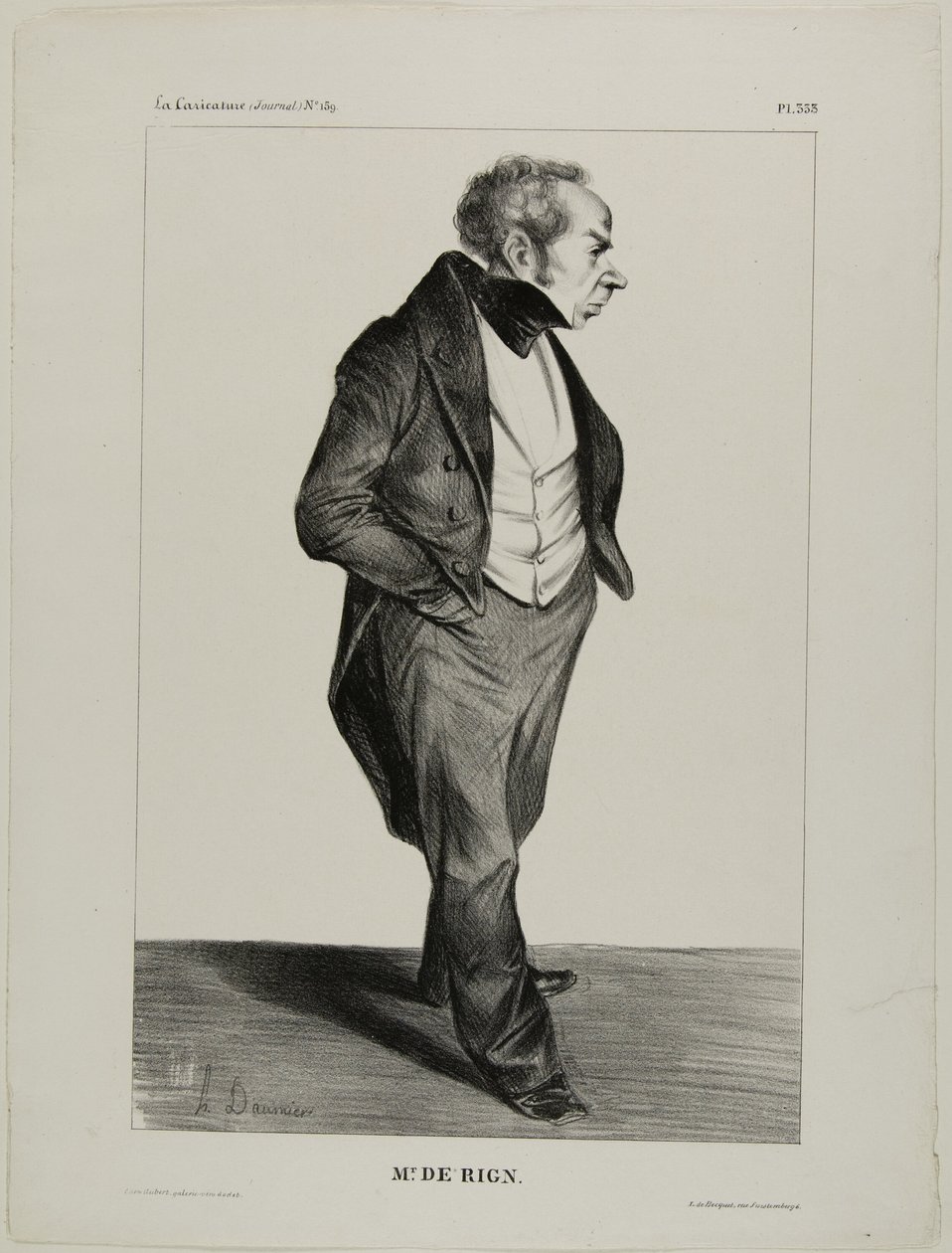 Mr. De Rign, bord 333 van Cartooning Celebrities door Honoré Victorin Daumier