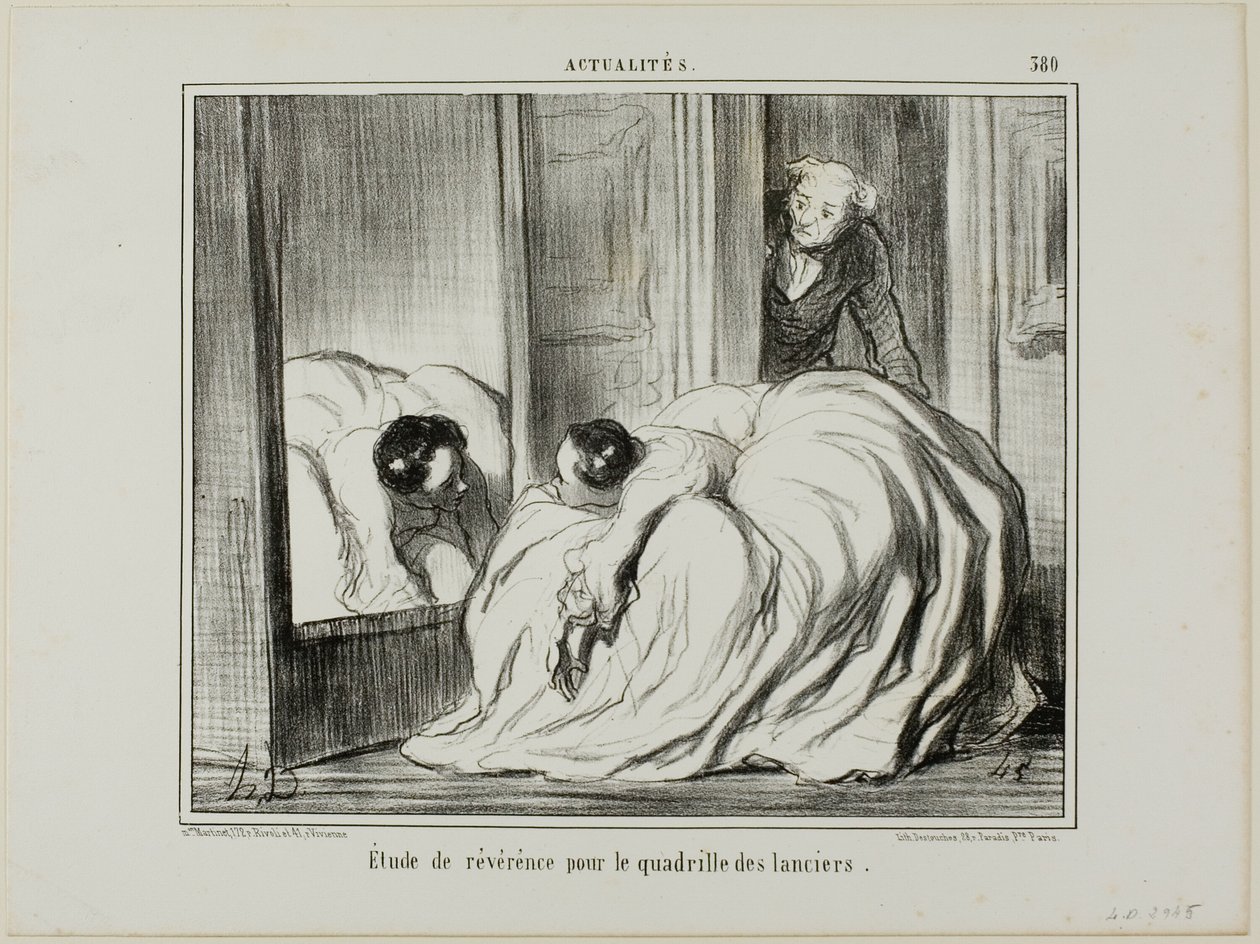 Studie van eerbied voor de quadrille van de lansiers, plaat 380 uit Actualités door Honoré Victorin Daumier