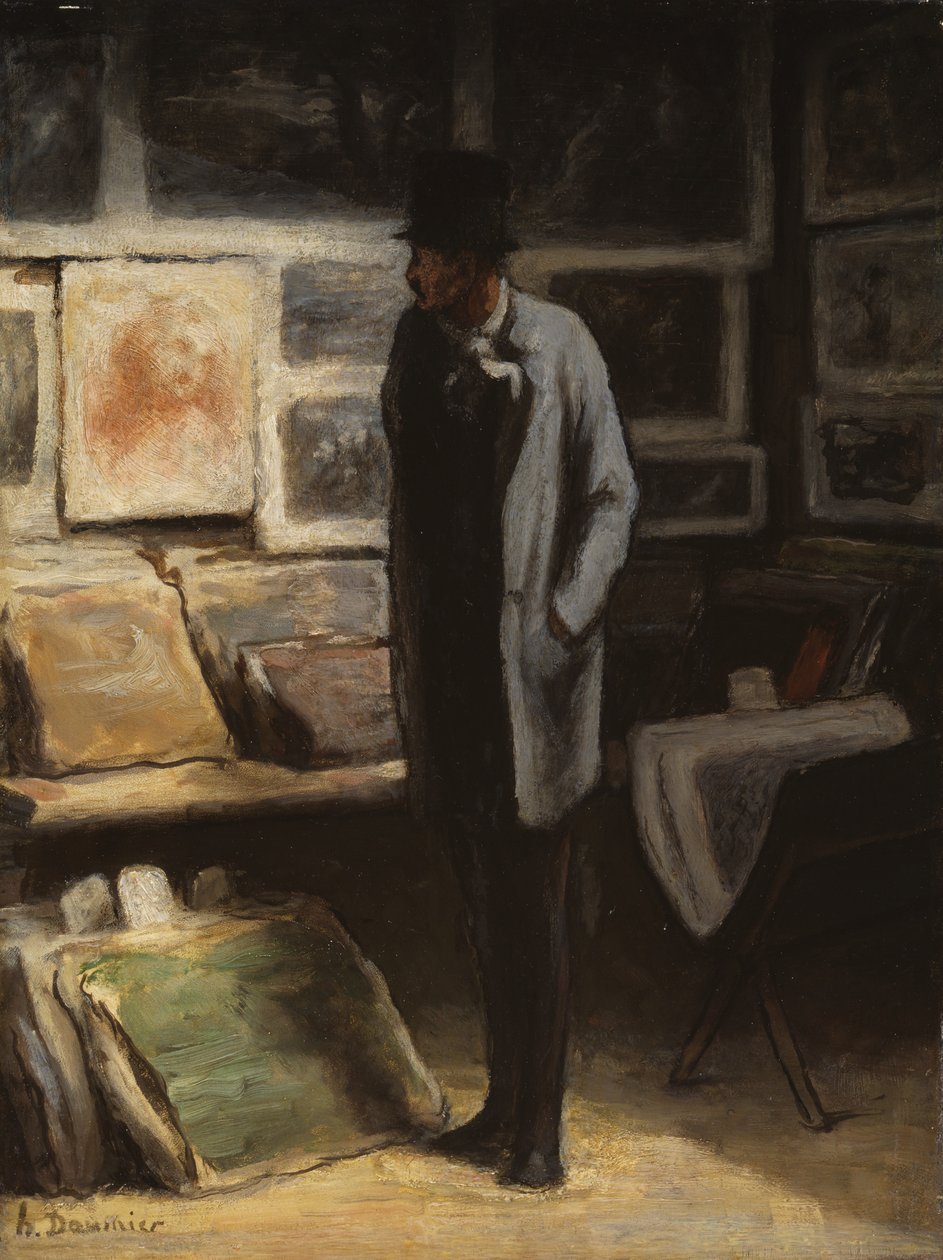 De prentenverzamelaar door Honoré Victorin Daumier