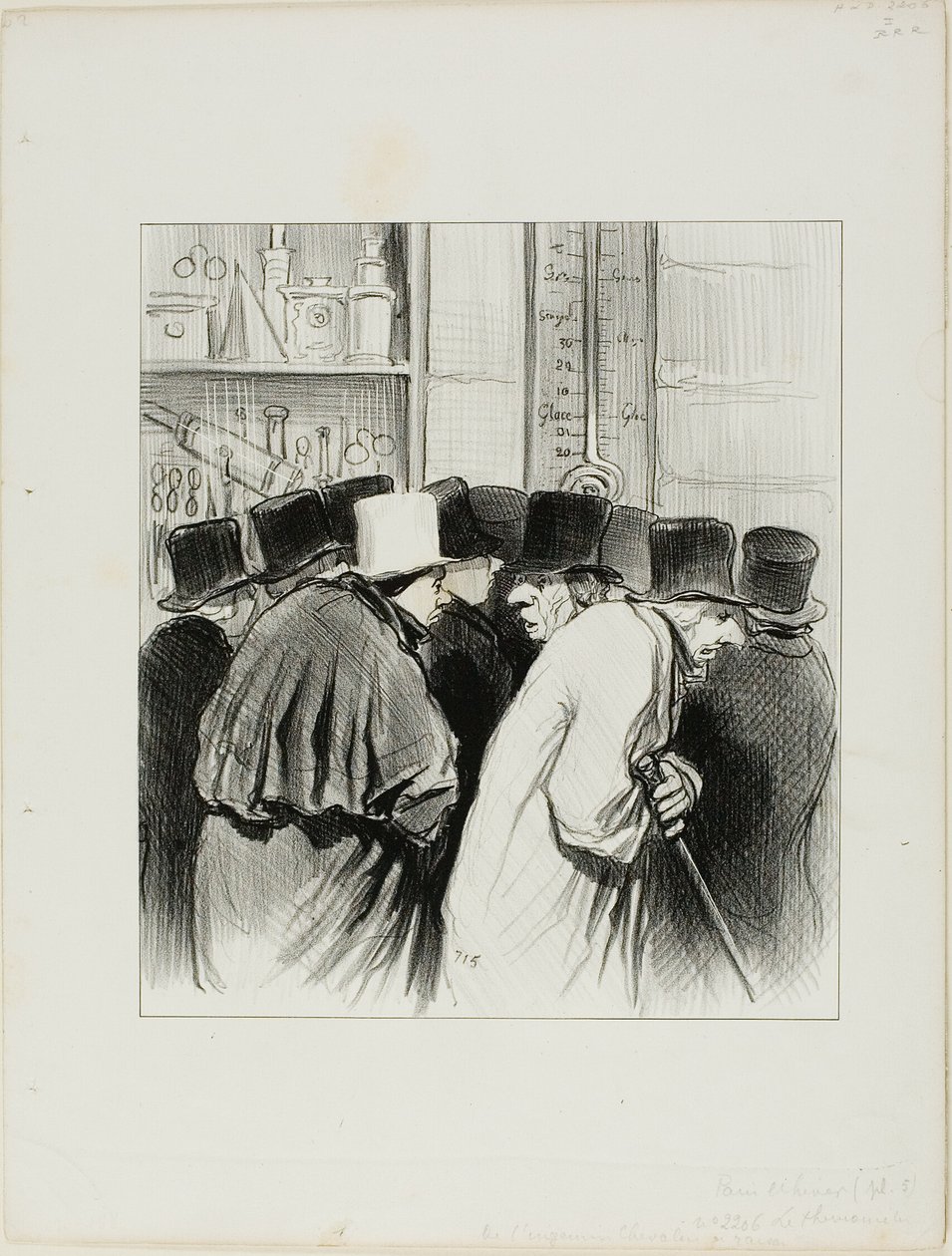 "De thermometer van ingenieur Chevalier had gelijk... bij 10 graden zijn zowel de grote rivieren als de neuzen verkouden geworden... stel je voor dat het drie weken kan duren voordat mijn neus ontdooid is!..," bord 5 uit Paris L