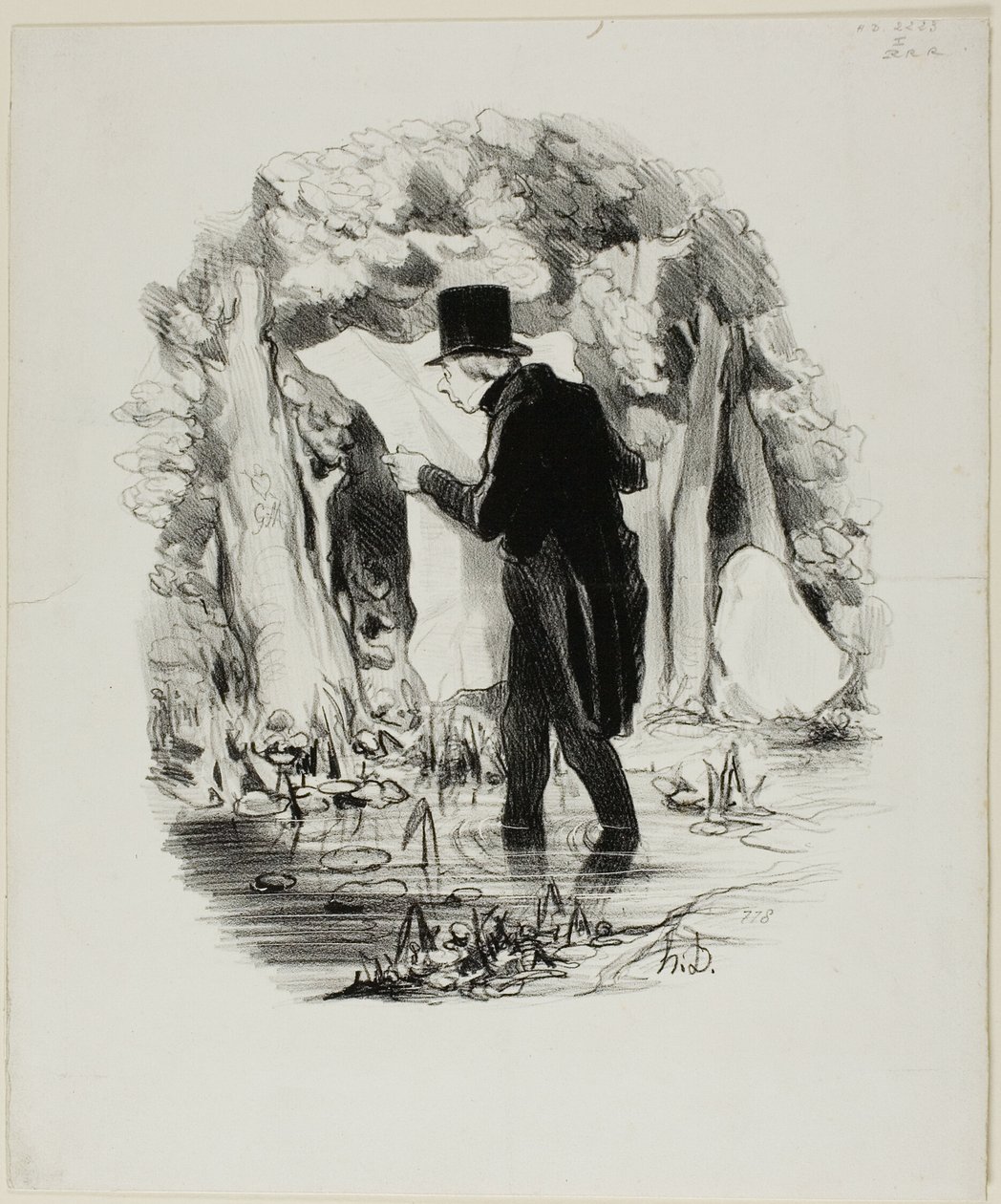 This is Where the Lecture of the Constitutionnel Might Take You, plaat 8 uit Pastorales door Honoré Victorin Daumier