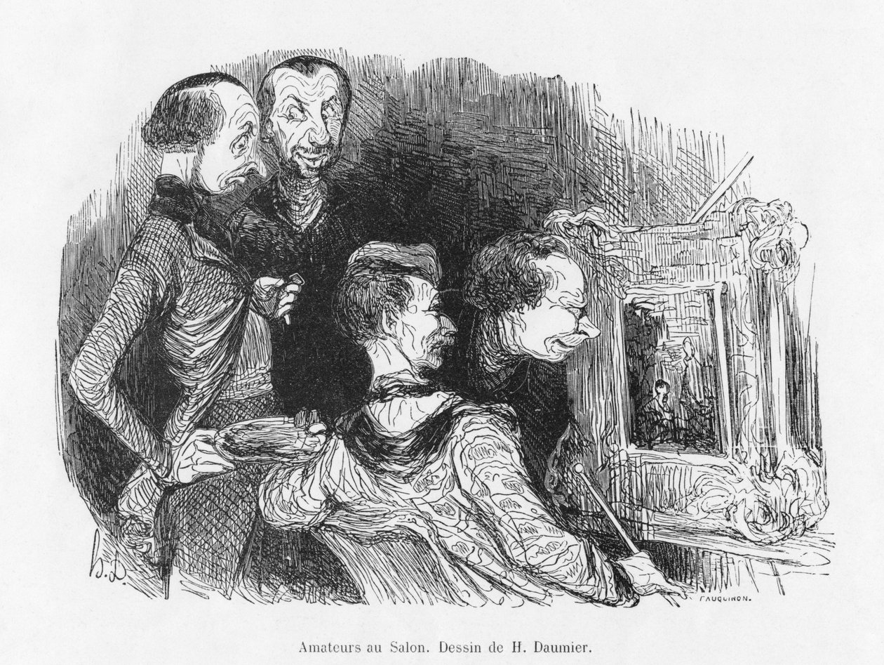 Amateurs in de salon door Honoré Daumier
